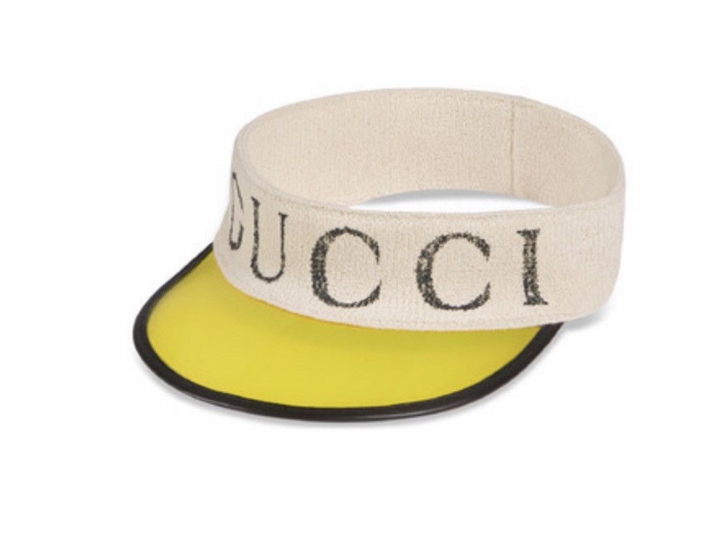 Gucci Limited RARE Super Runway Vinyl Gucci Logo Elastic Visor Hat Size ONE SIZE - 4 Thumbnail
