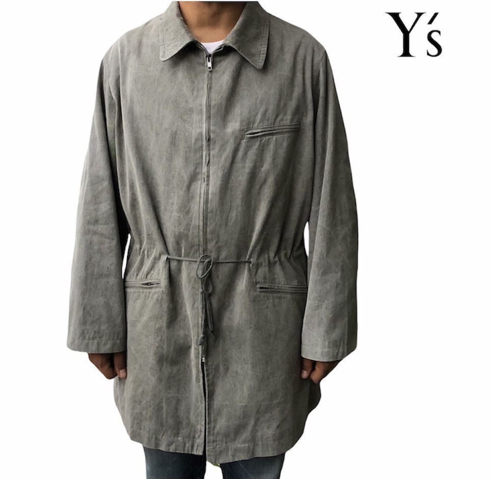 Yohji Yamamoto Y's For Men Waist String Cracked Grey Jacket Size US M / EU 48-50 / 2 - 1 Thumbnail
