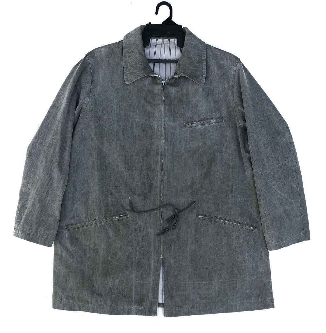 Yohji Yamamoto Y's For Men Waist String Cracked Grey Jacket Size US M / EU 48-50 / 2 - 4 Thumbnail