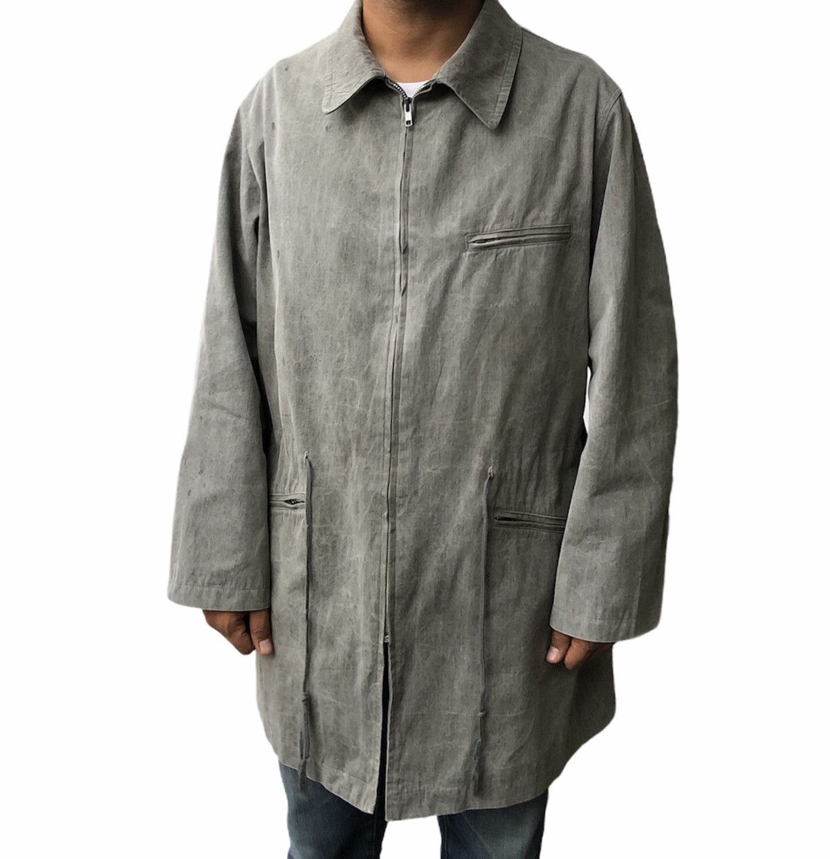 Yohji Yamamoto Y's For Men Waist String Cracked Grey Jacket Size US M / EU 48-50 / 2 - 3 Thumbnail