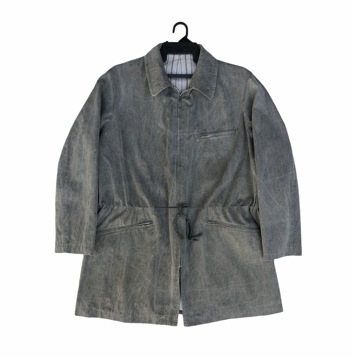 Yohji Yamamoto Y's For Men Waist String Cracked Grey Jacket Size US M / EU 48-50 / 2 - 13 Thumbnail