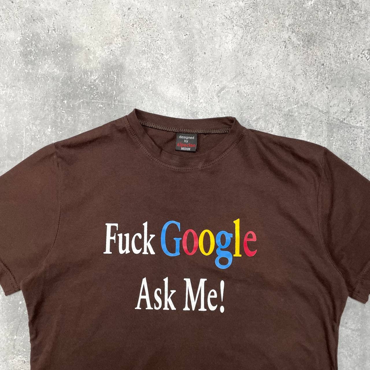 Other Vintage Y2K Fuck Google Ask Me Humor T Shirt Brown Size US M / EU 48-50 / 2 - 2 Thumbnail
