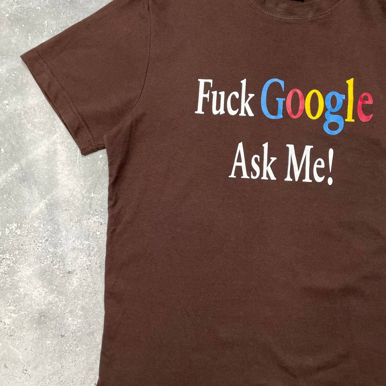 Other Vintage Y2K Fuck Google Ask Me Humor T Shirt Brown Size US M / EU 48-50 / 2 - 10 Thumbnail