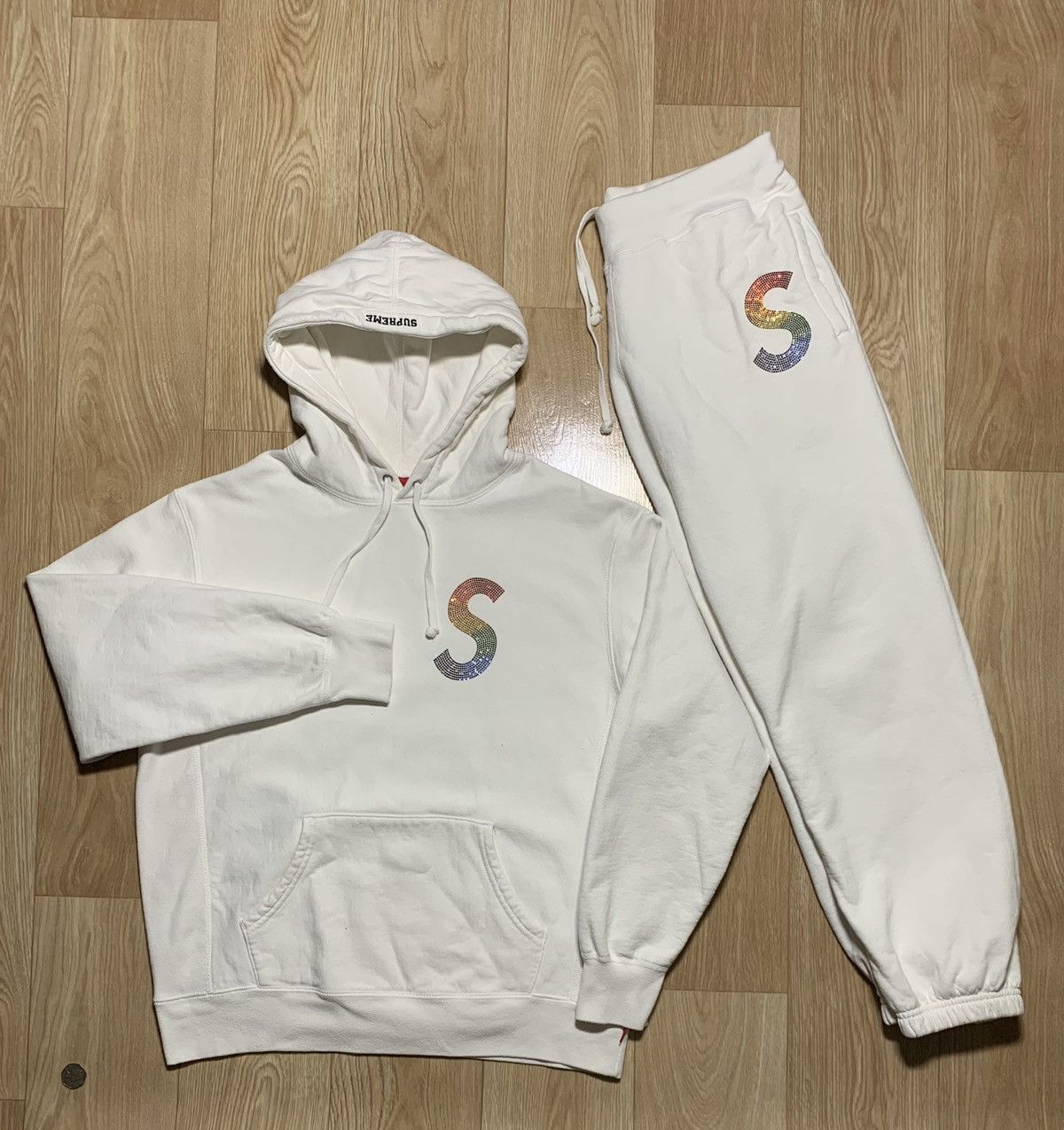 Supreme Swarovski Crystals Logo S Tracksuit Hoodie and Pants