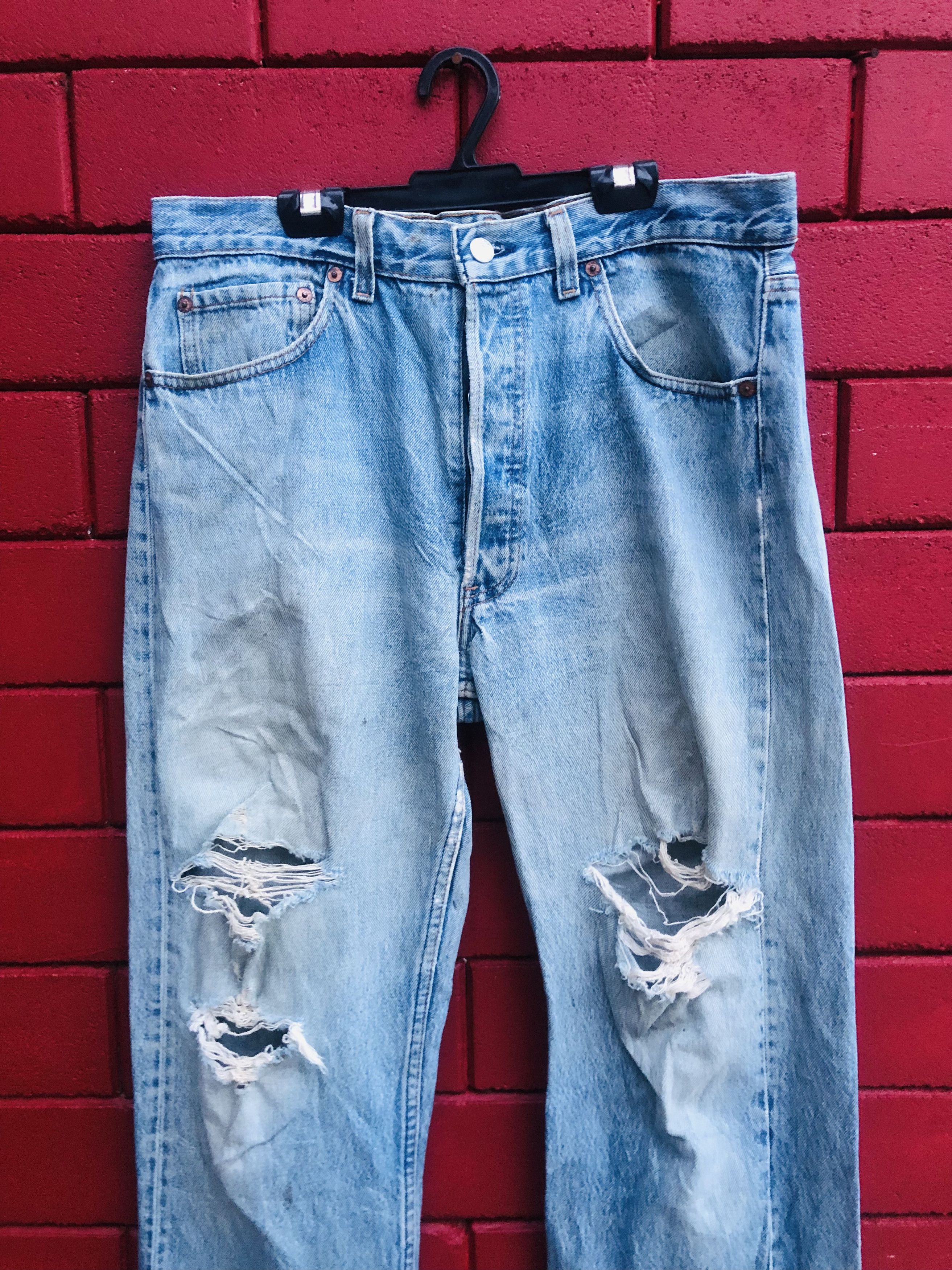 Japanese Brand × Vintage Vintage Levis Distressed Sky Blue Colour Designer Style Size US 31 - 3 Thumbnail