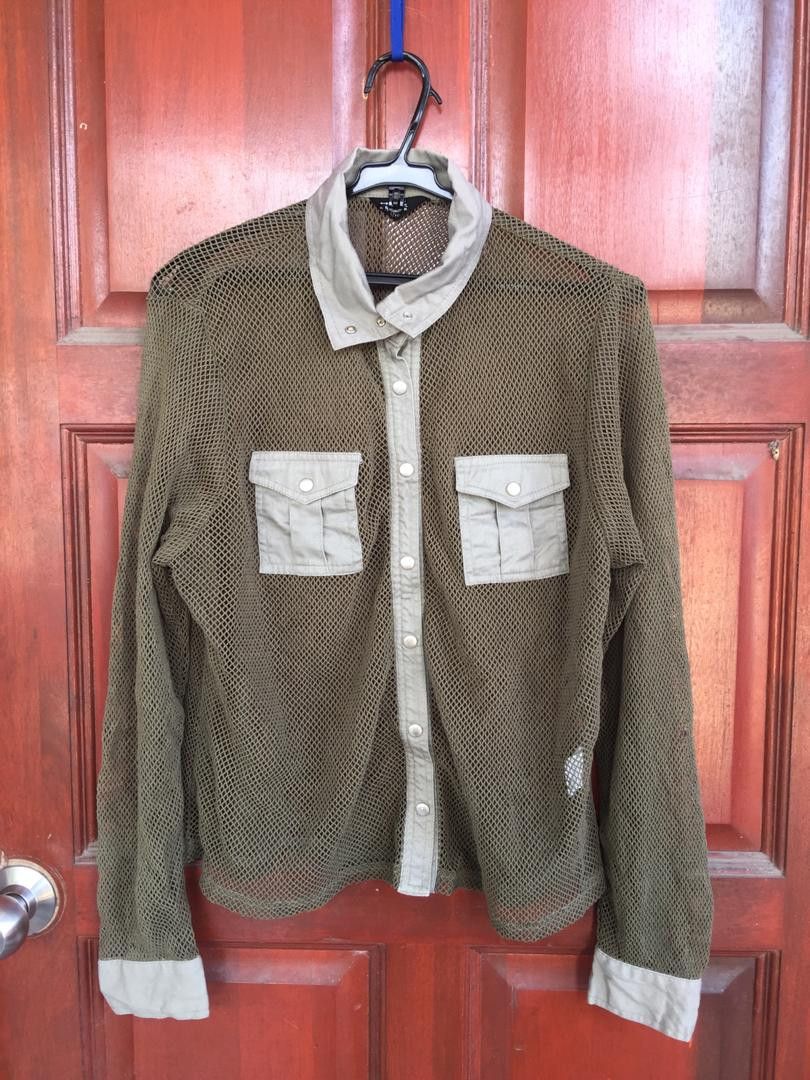 image of Vintage Japanese Tokyo Nets Fashion Designer Army Green Shirt, Men's (Size Medium)