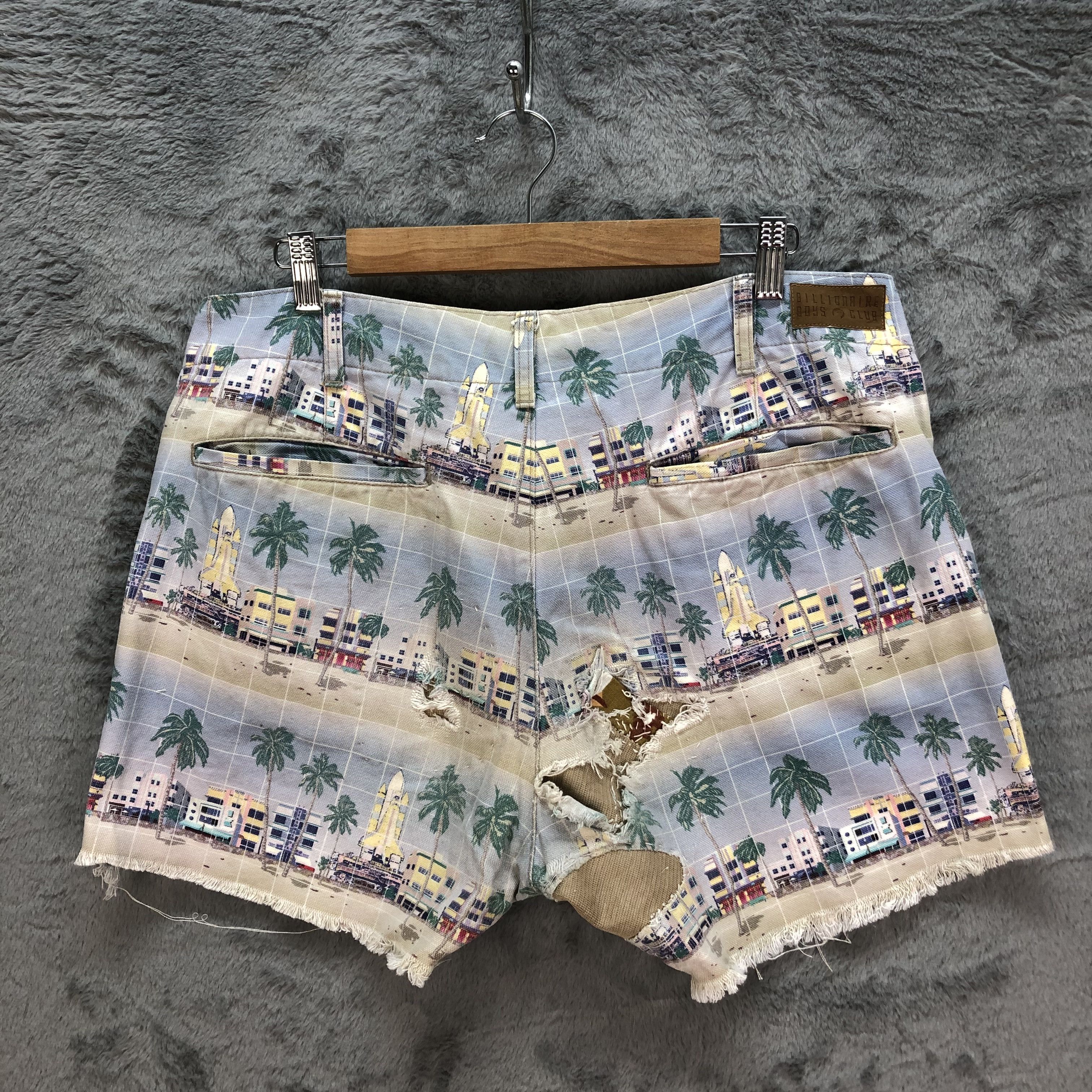 Billionaire Boys Club TRASHED🔥 BBC Beach Printed Shorts Denim #6213-54 Size US 37 - 9 Thumbnail