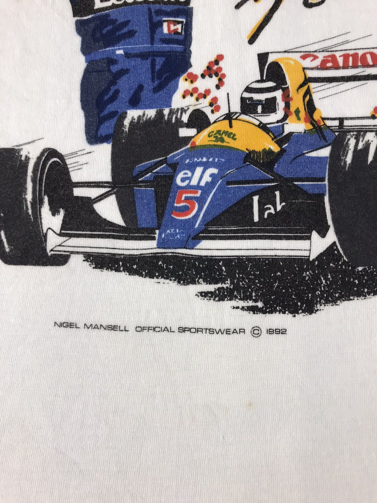 Vintage Nigel Mansell British Racing Driver 1992 Tee Big Printed Size US S / EU 44-46 / 1 - 6 Thumbnail