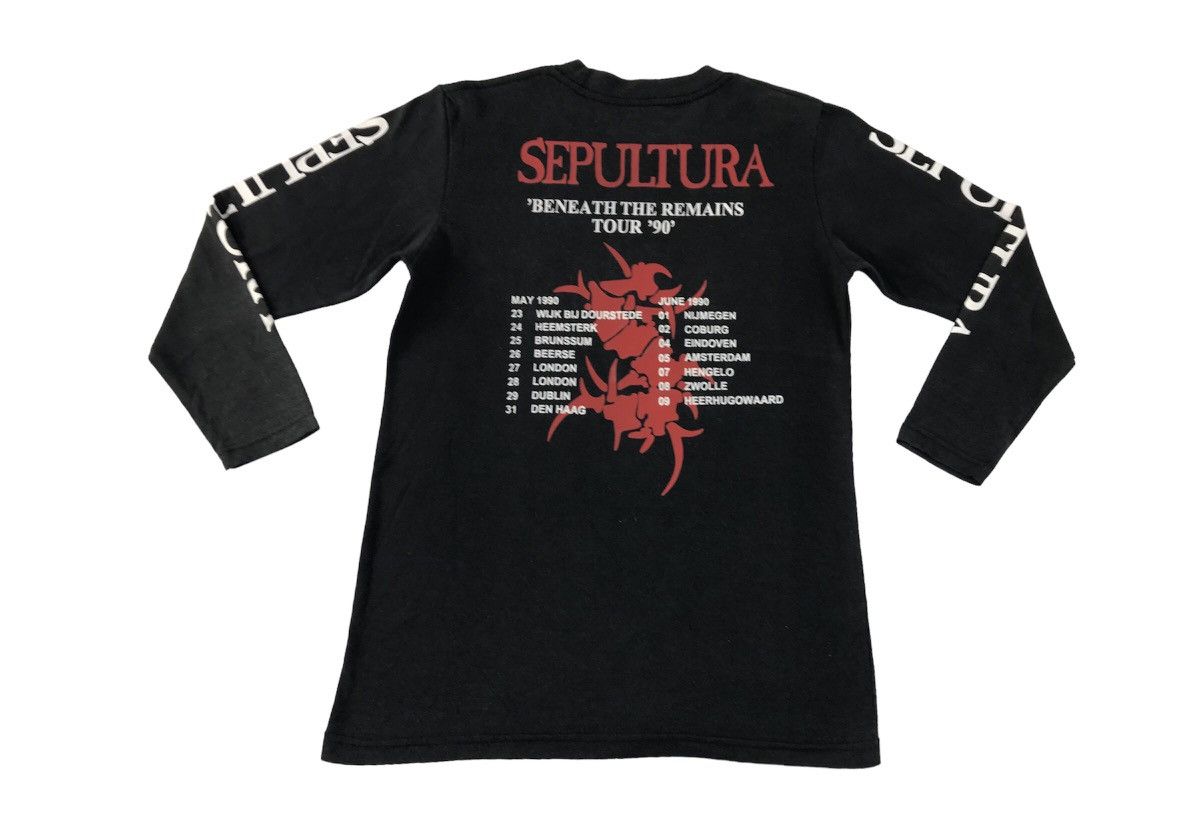 Band Tees Sepultura Beneath The Remain Tour 90 Sidetape Longsleeve Tee Size US S / EU 44-46 / 1 - 2 Thumbnail