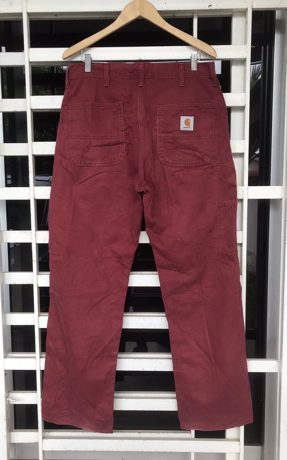 Carhartt × Vintage Maroon Carhartt Single Knee Carpenter Pants Size 34x32 Size US 34 / EU 50 - 1 Thumbnail