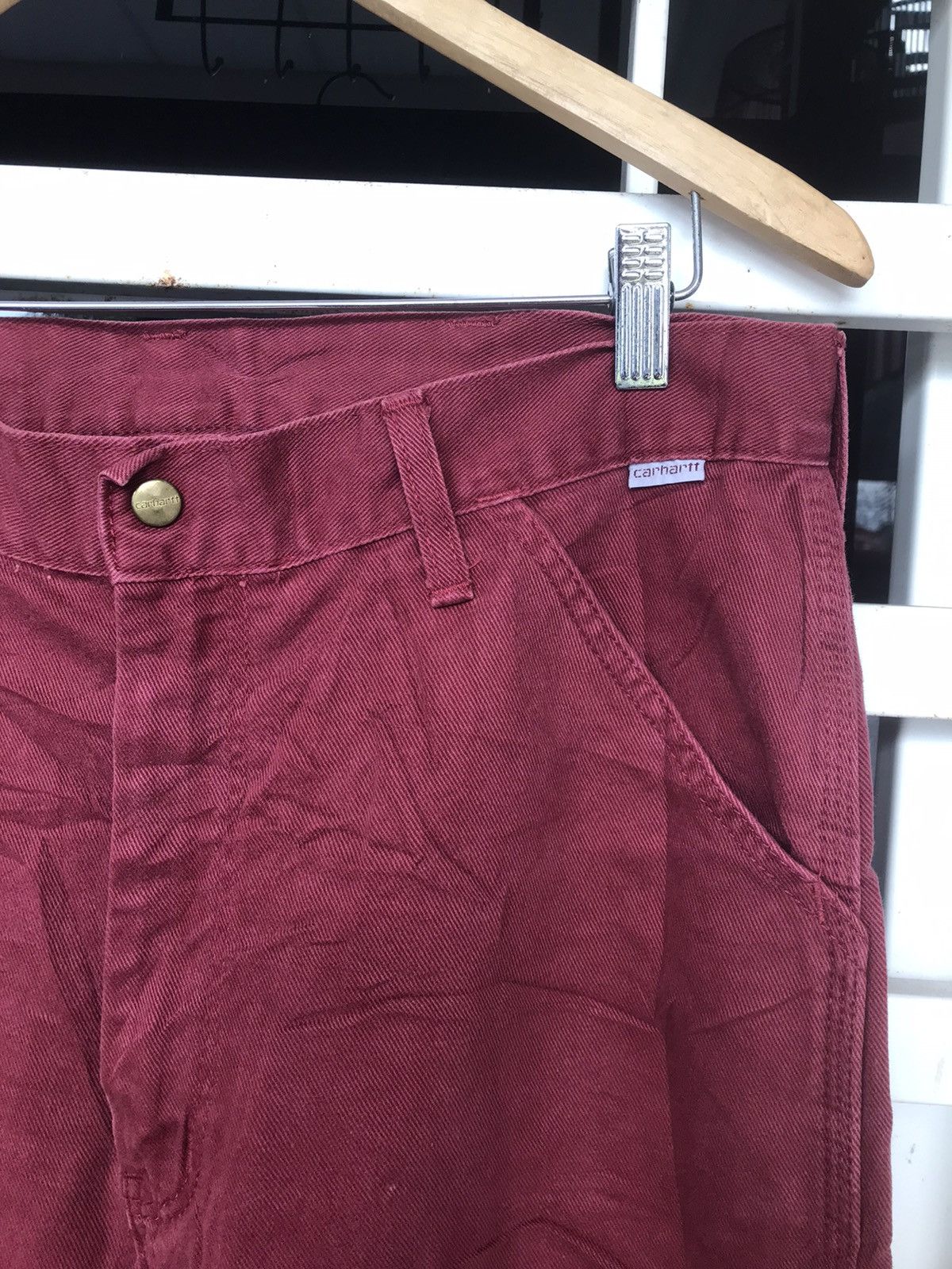 Carhartt × Vintage Maroon Carhartt Single Knee Carpenter Pants Size 34x32 Size US 34 / EU 50 - 5 Thumbnail