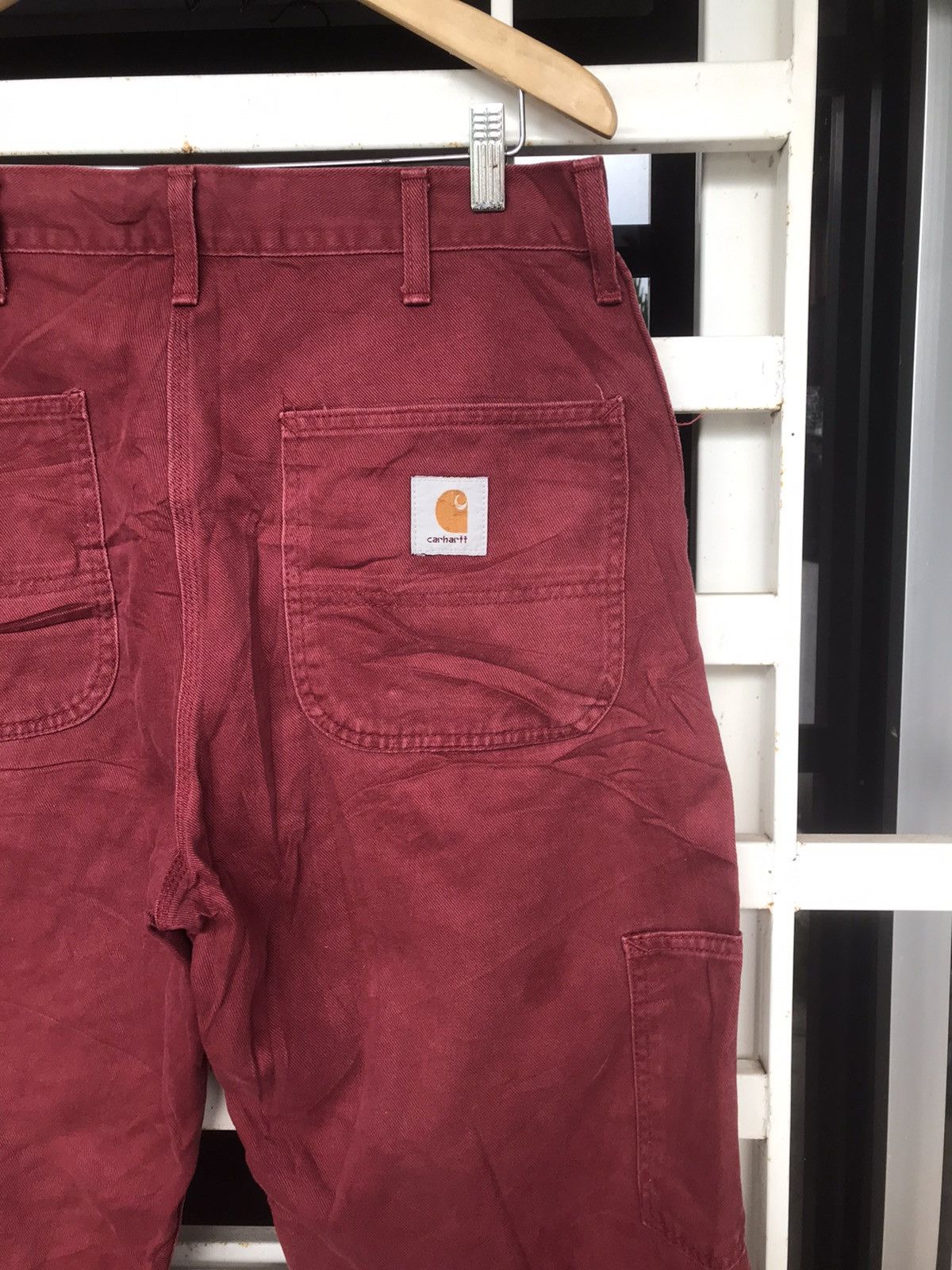 Carhartt × Vintage Maroon Carhartt Single Knee Carpenter Pants Size 34x32 Size US 34 / EU 50 - 3 Thumbnail