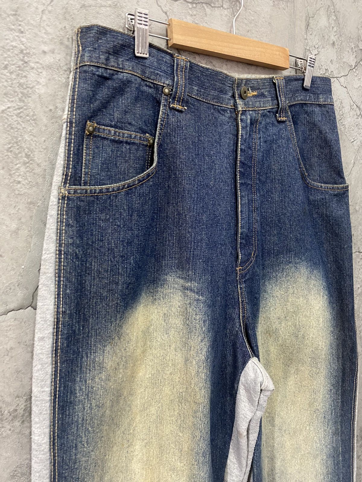 Designer × Japanese Brand Vintage GodBody Denim Tech Hybrid Baggy Denim Sweat Pants Size US 34 / EU 50 - 6 Thumbnail