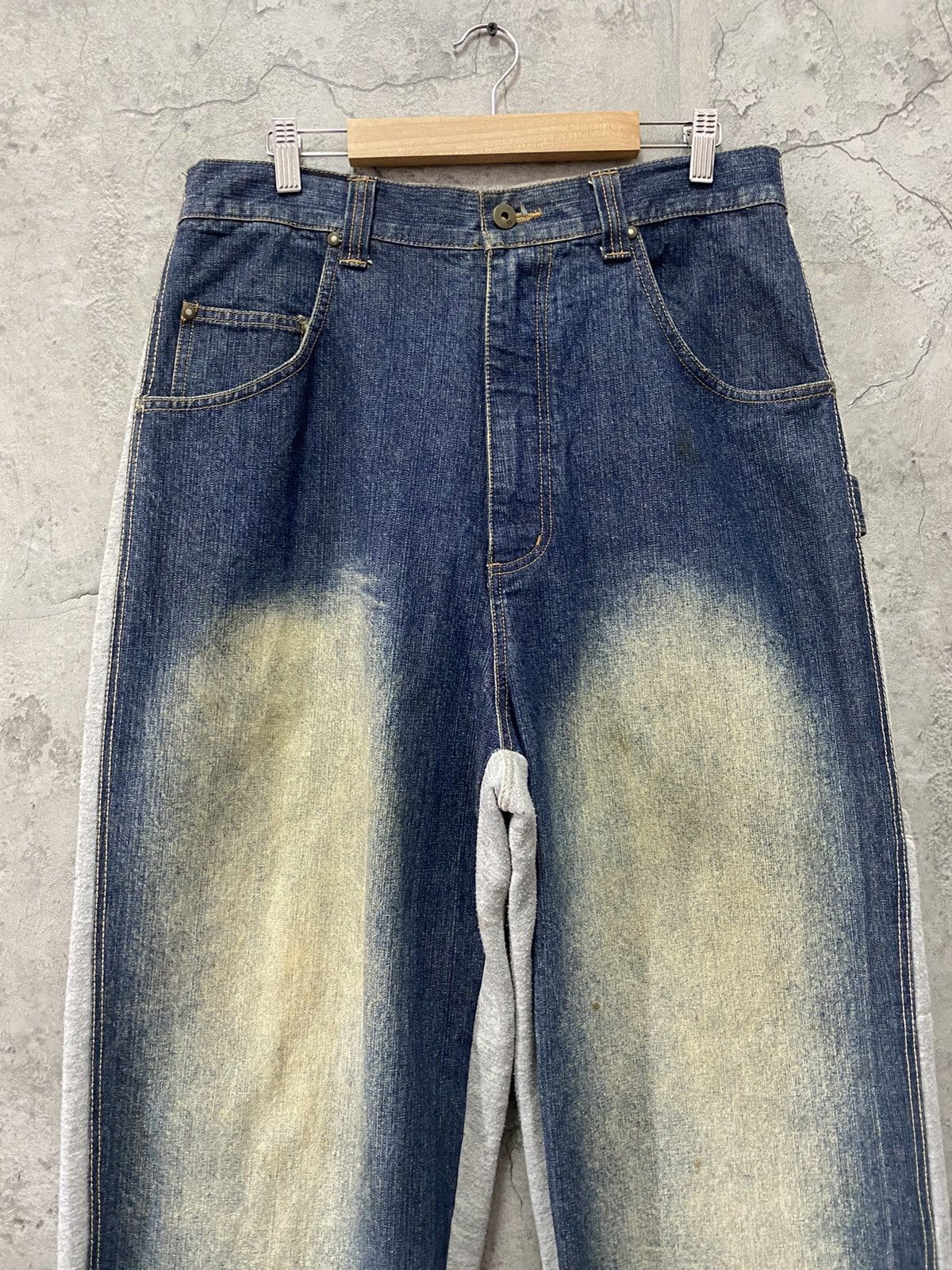 Designer × Japanese Brand Vintage GodBody Denim Tech Hybrid Baggy Denim Sweat Pants Size US 34 / EU 50 - 4 Thumbnail