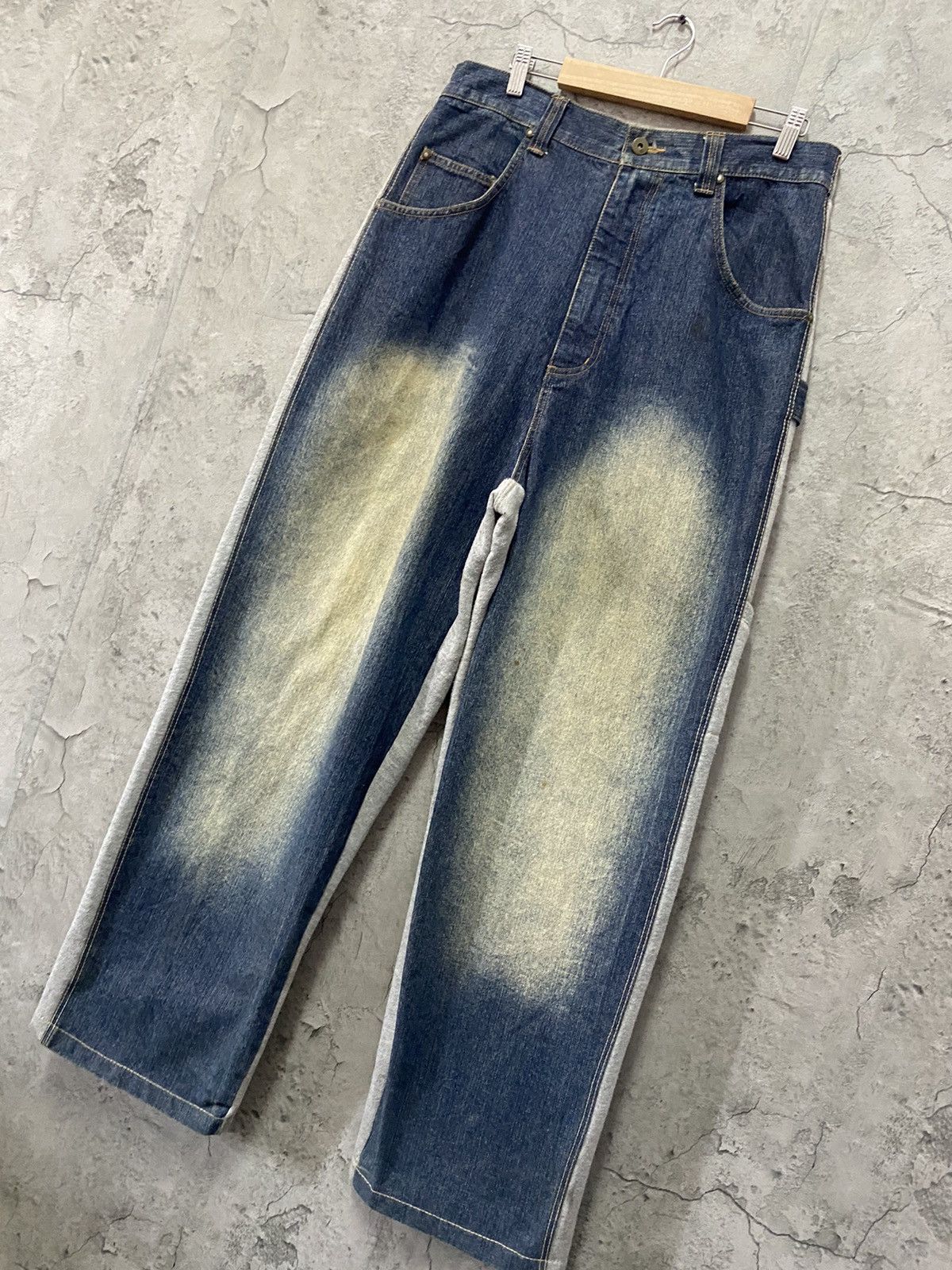 Designer × Japanese Brand Vintage GodBody Denim Tech Hybrid Baggy Denim Sweat Pants Size US 34 / EU 50 - 3 Thumbnail