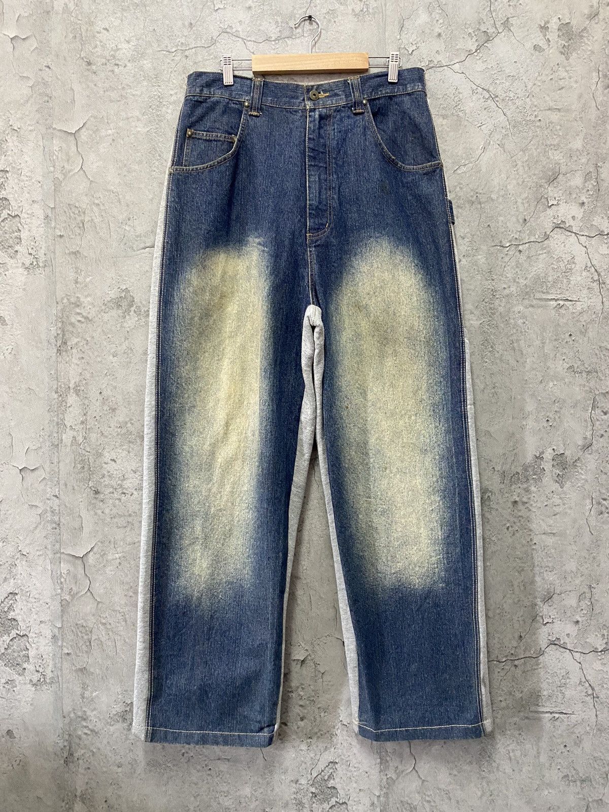 Designer × Japanese Brand Vintage GodBody Denim Tech Hybrid Baggy Denim Sweat Pants Size US 34 / EU 50 - 1 Thumbnail