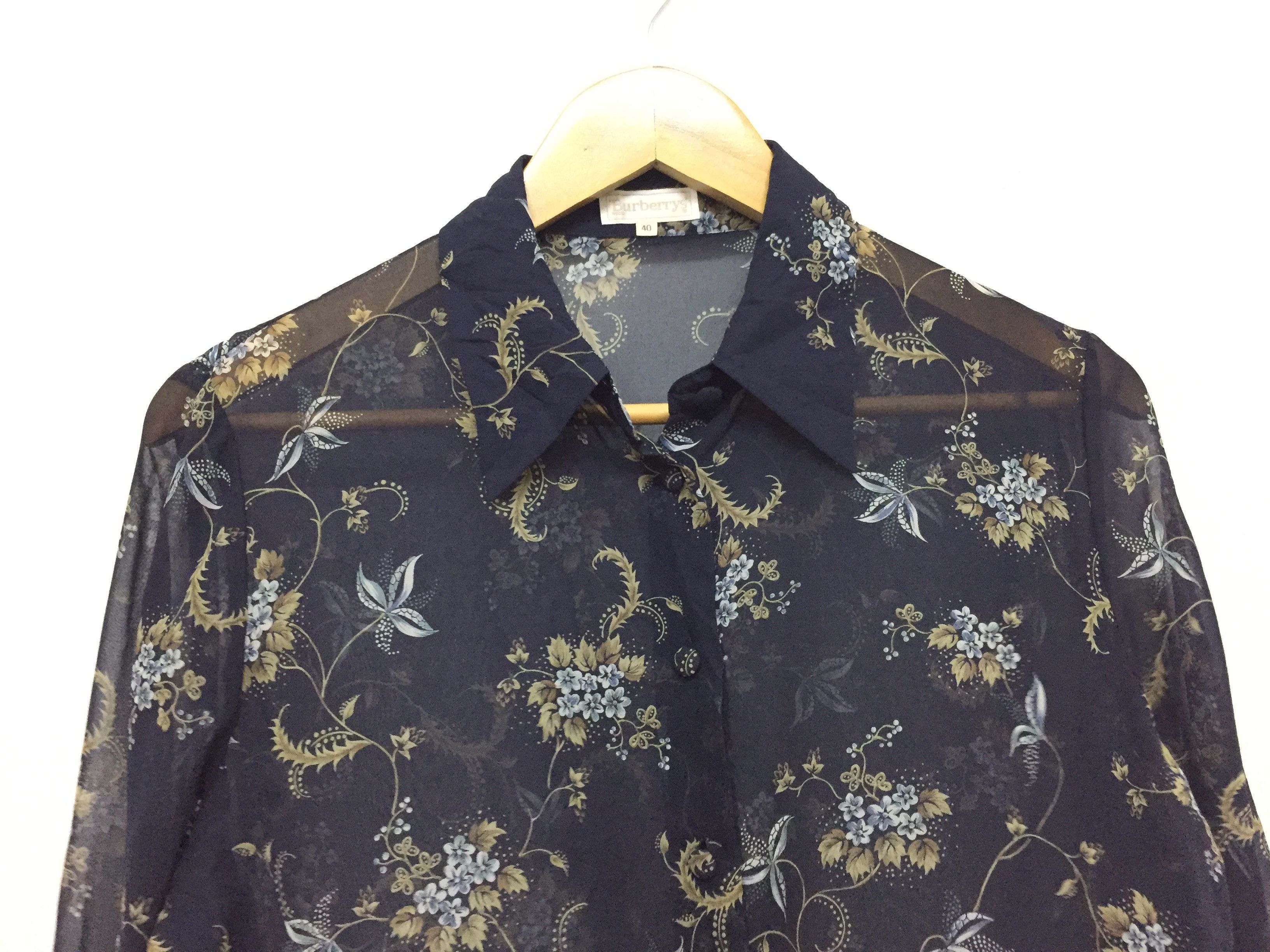 Burberry × Vintage 80's BURBERRYS Floral Full Print irreversible Paper thin Size L / US 10 / IT 46 - 3 Thumbnail