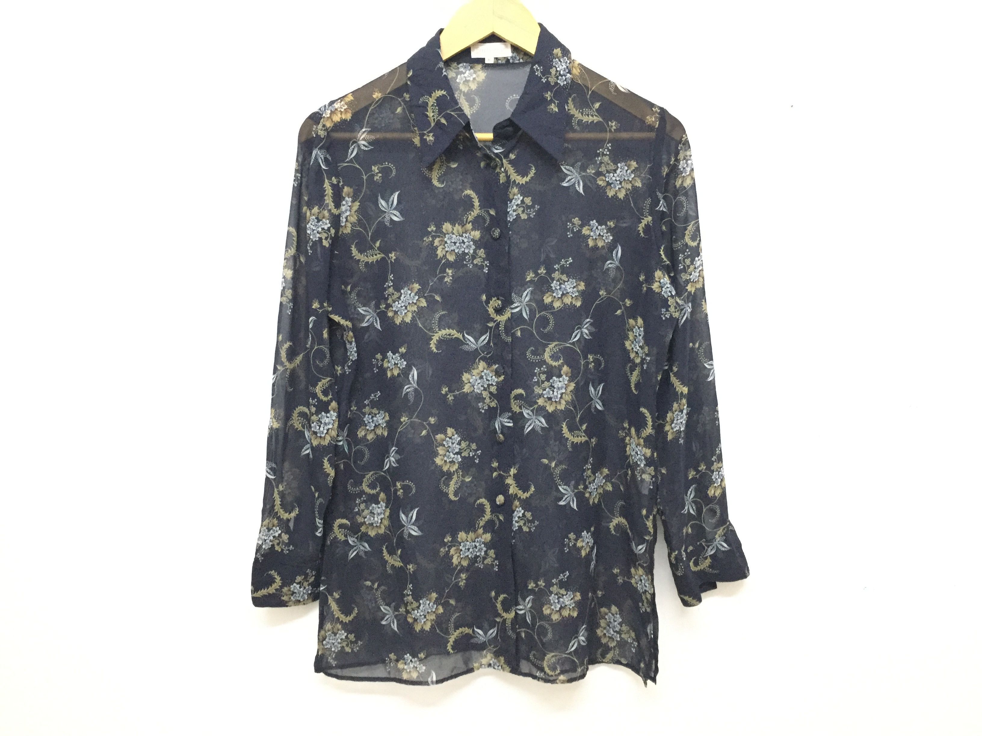Burberry × Vintage 80's BURBERRYS Floral Full Print irreversible Paper thin Size L / US 10 / IT 46 - 2 Thumbnail