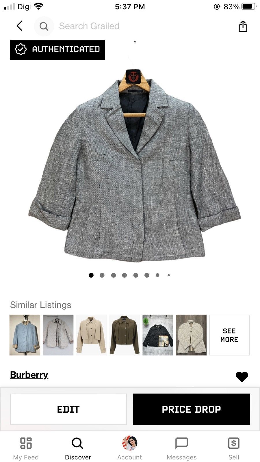 Burberry Burberry Quarter Sleeve Jacket #6223-54 Size S / US 4 / IT 40 - 11 Thumbnail
