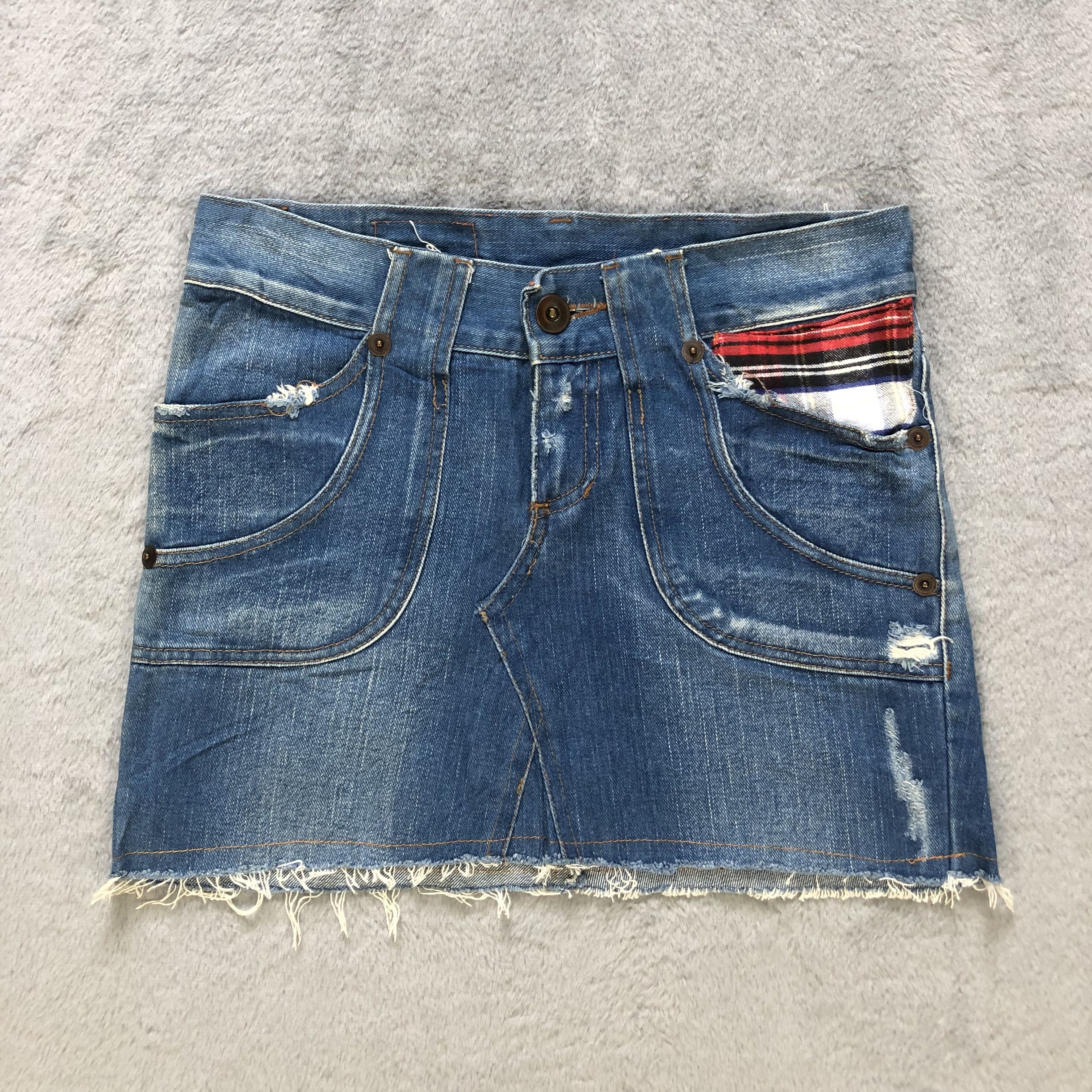 Blue Blue Japan TRASHED🔥 BLUE BLUE JEANS MINI SKIRTS #6903-96 Size 30" / US 8 / IT 44 - 1 Thumbnail
