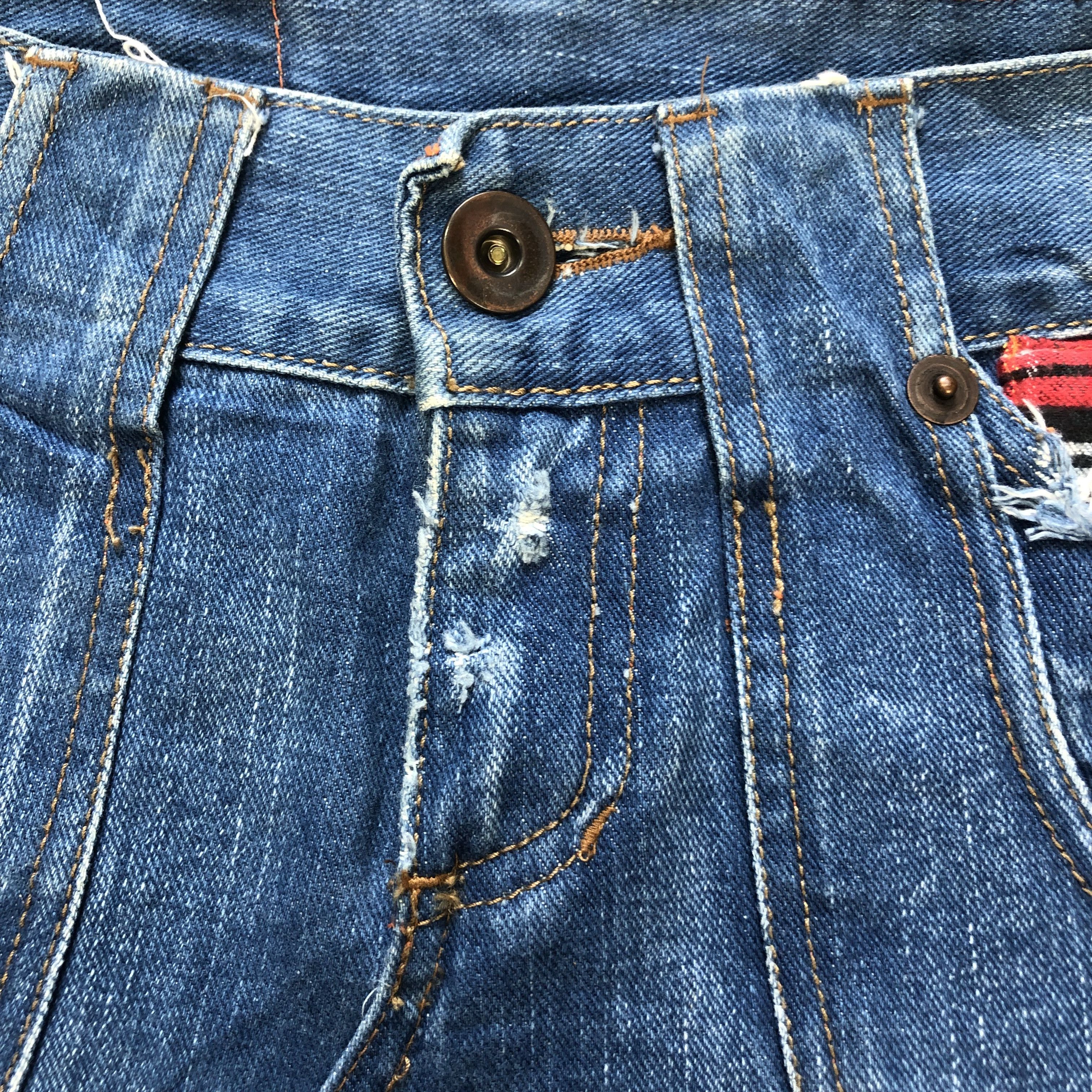 Blue Blue Japan TRASHED🔥 BLUE BLUE JEANS MINI SKIRTS #6903-96 Size 30" / US 8 / IT 44 - 3 Thumbnail