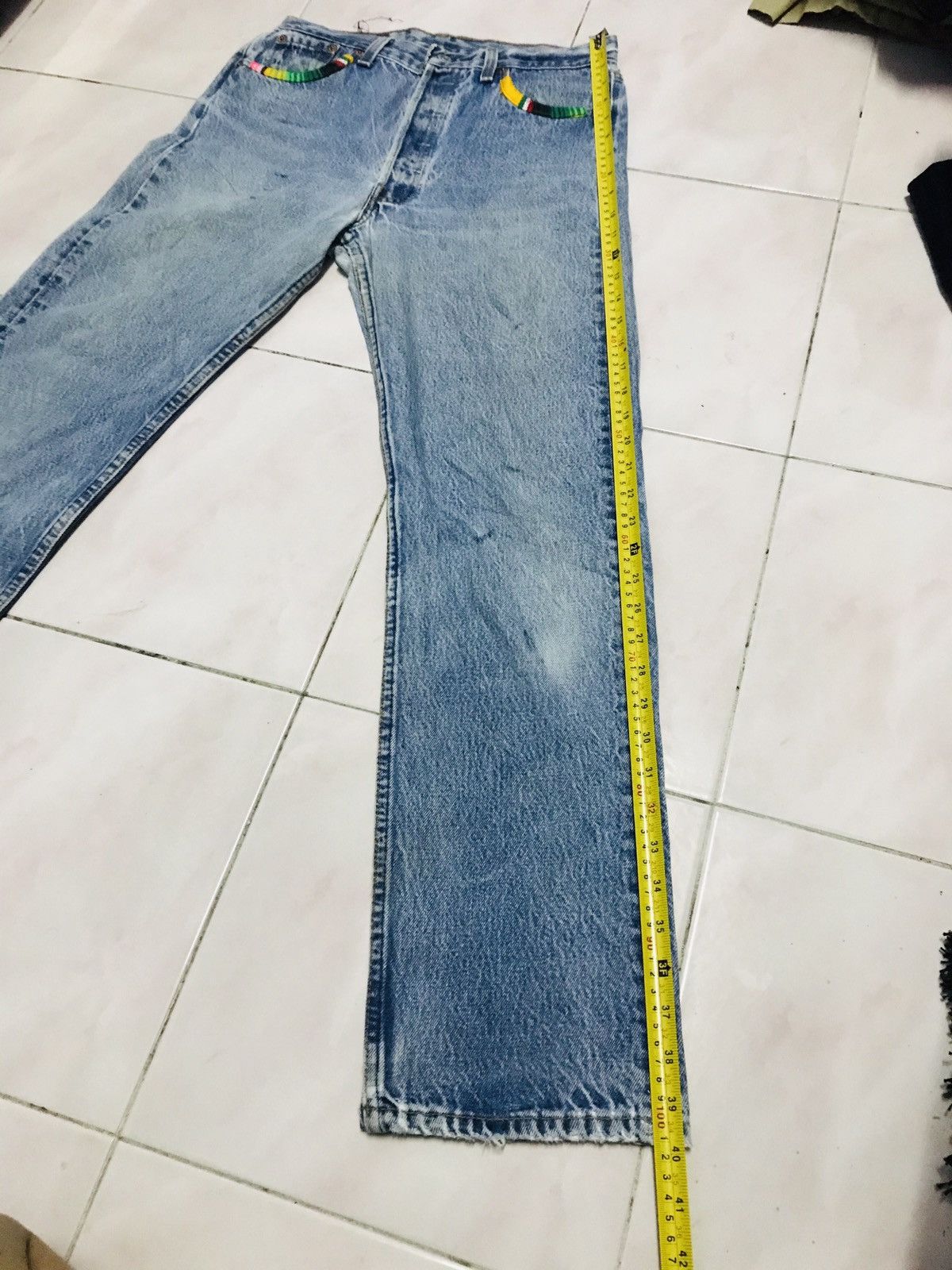 Levi's Vintage Clothing × Vintage Vintage Levi’s Custom Made Nice Design Jeans 29x30 Size US 29 - 15 Thumbnail