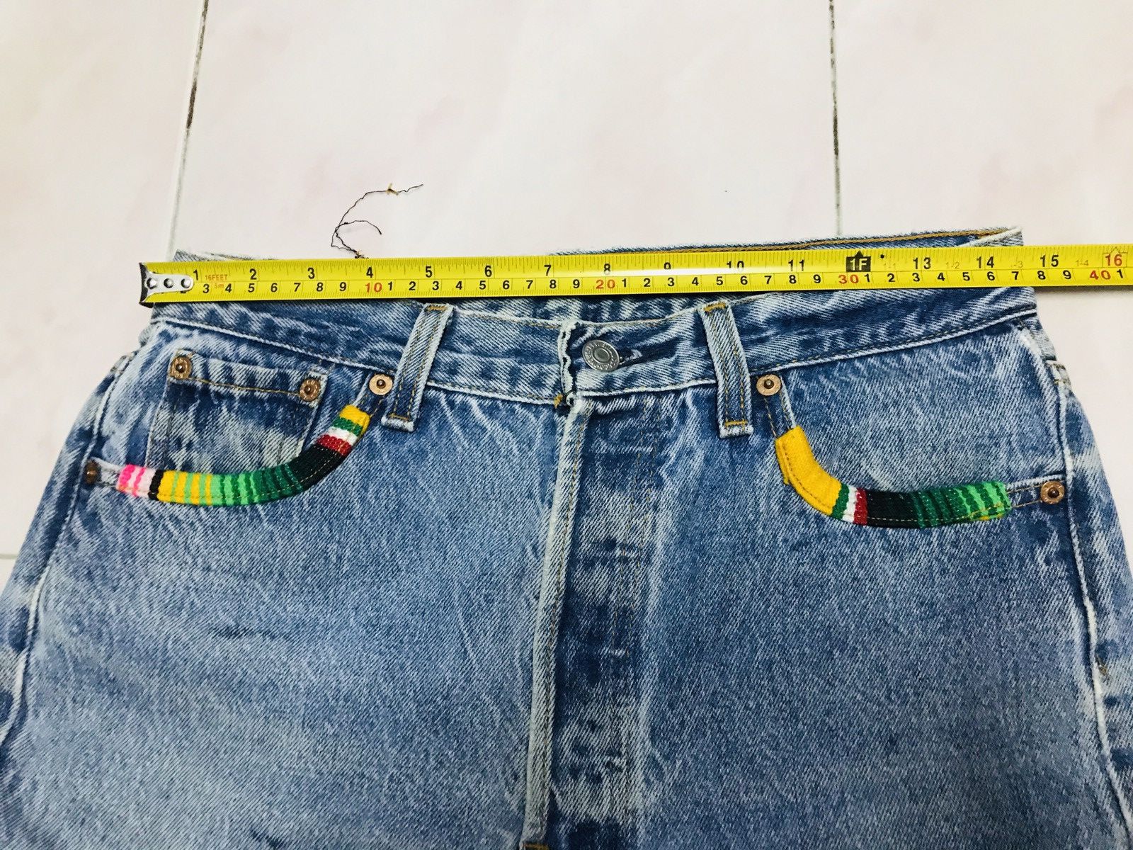 Levi's Vintage Clothing × Vintage Vintage Levi’s Custom Made Nice Design Jeans 29x30 Size US 29 - 12 Thumbnail