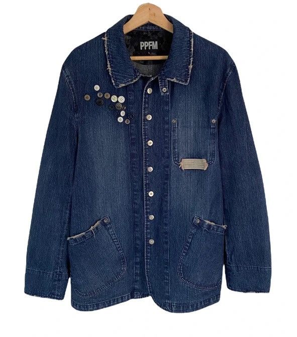 image of Archival Clothing x Hysteric Glamour Sick! Ppfm Button Patches Denim Chore Jacket (Size Medium)