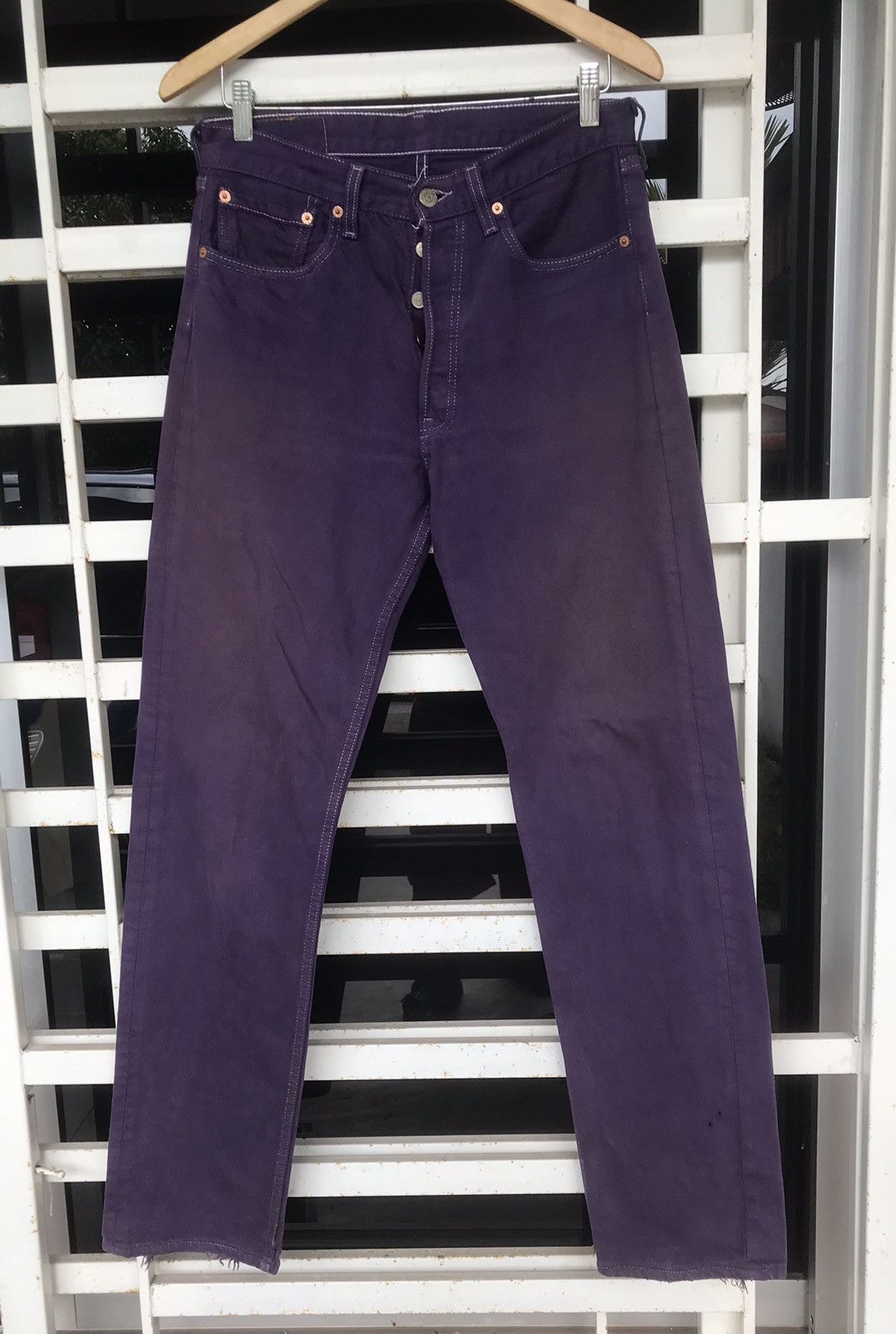 Levi's Vintage Clothing × Vintage Vintage Purple Levi’s 501 Distressed Denim Size 30x33 Size US 30 / EU 46 - 1 Thumbnail