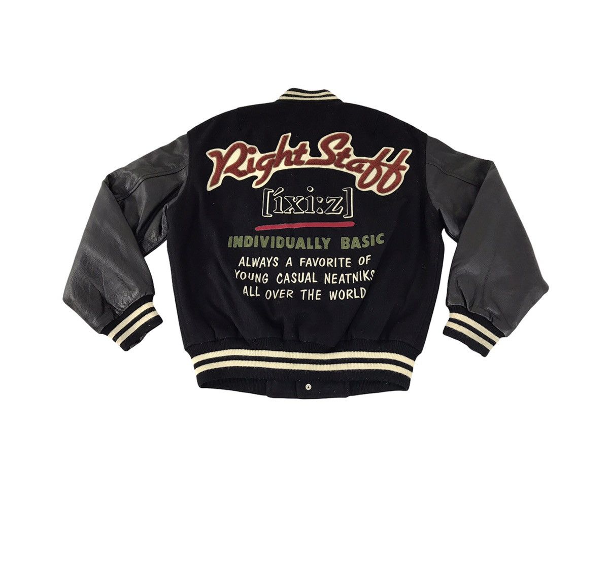 Japanese Brand Vintage Varsity Jacket ixi:z Right Staff Leather Sleeve Size US L / EU 52-54 / 3 - 1 Thumbnail