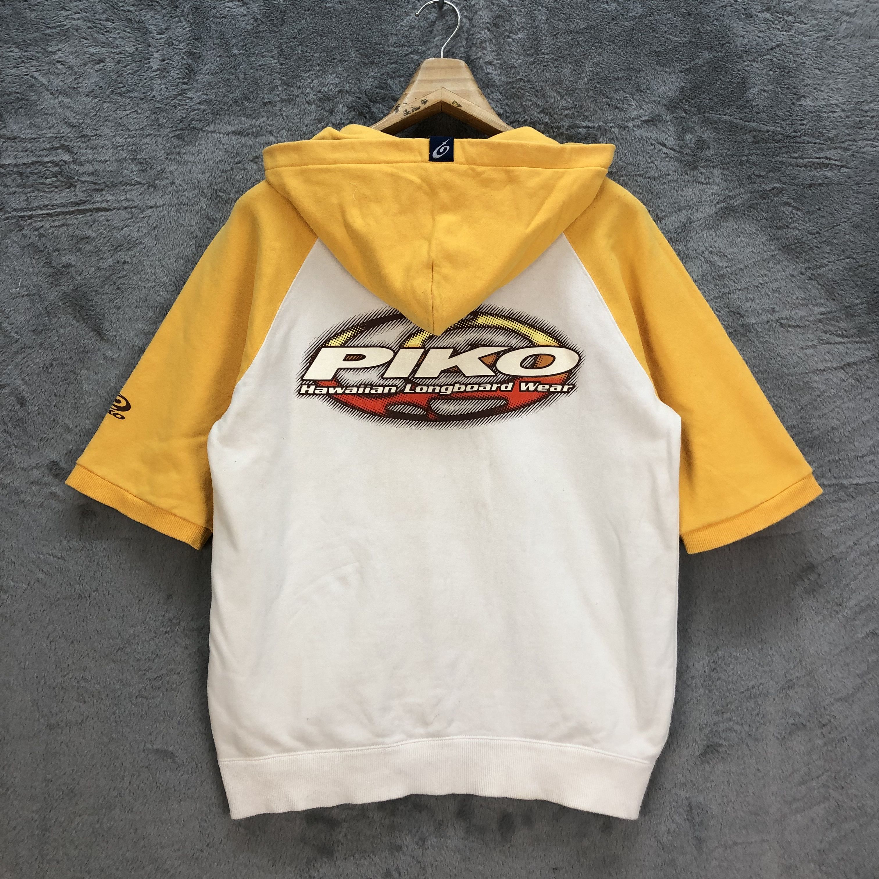 Japanese Brand 90's PIKO BIG LOGO SHORT SLEEVE ZIPPER HOODIES #6946-101 Size US L / EU 52-54 / 3 - 1 Thumbnail
