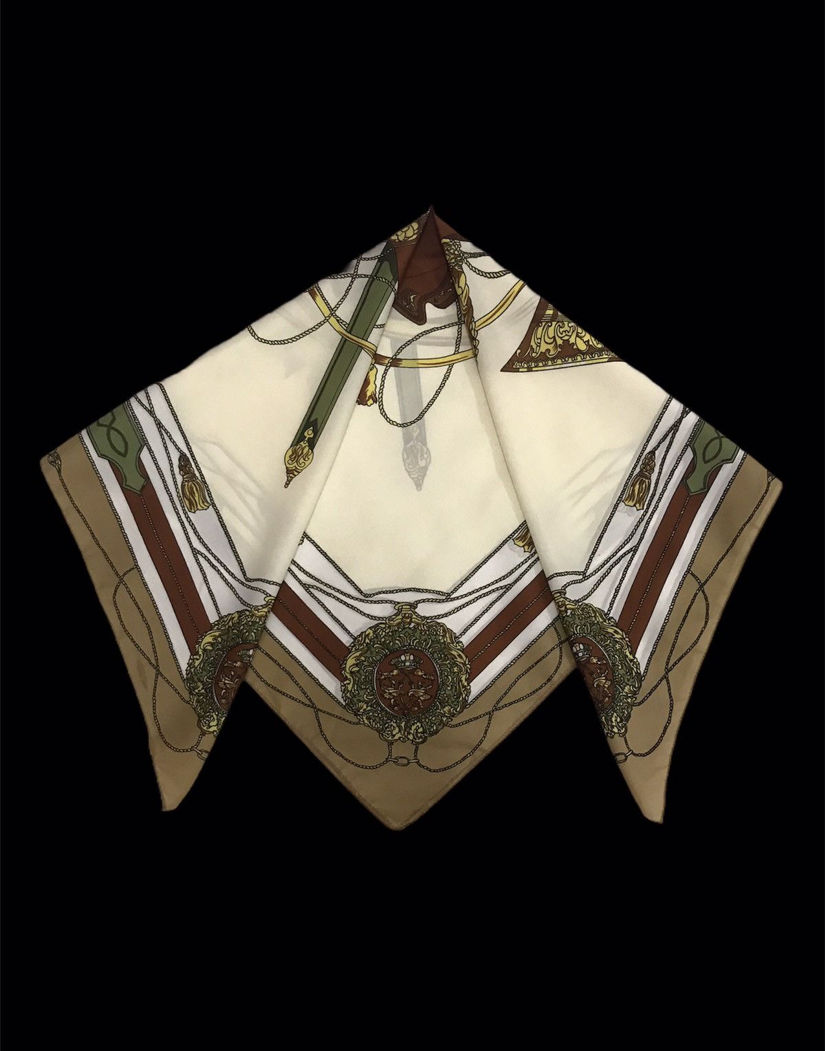 Designer Vintage Silk Scarf Art Cowboy Baroque Size ONE SIZE - 2 Thumbnail