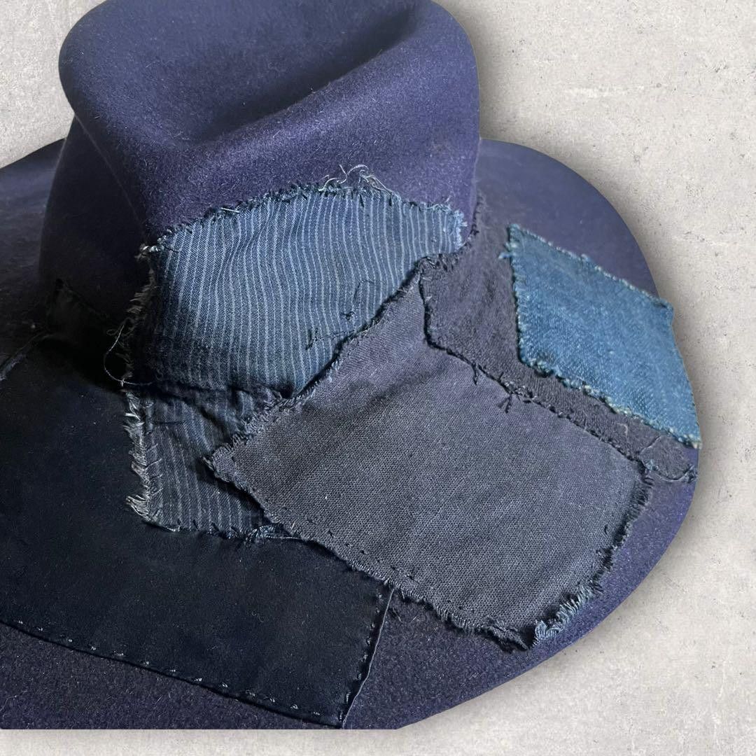Greg Lauren Navy hand stained patchwork drifter hat Size ONE SIZE - 11 Thumbnail