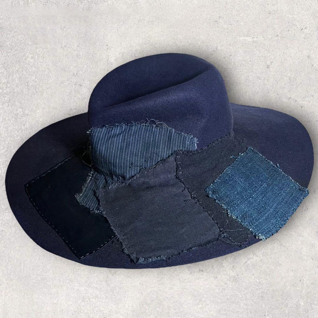 Greg Lauren Navy hand stained patchwork drifter hat Size ONE SIZE - 7 Thumbnail