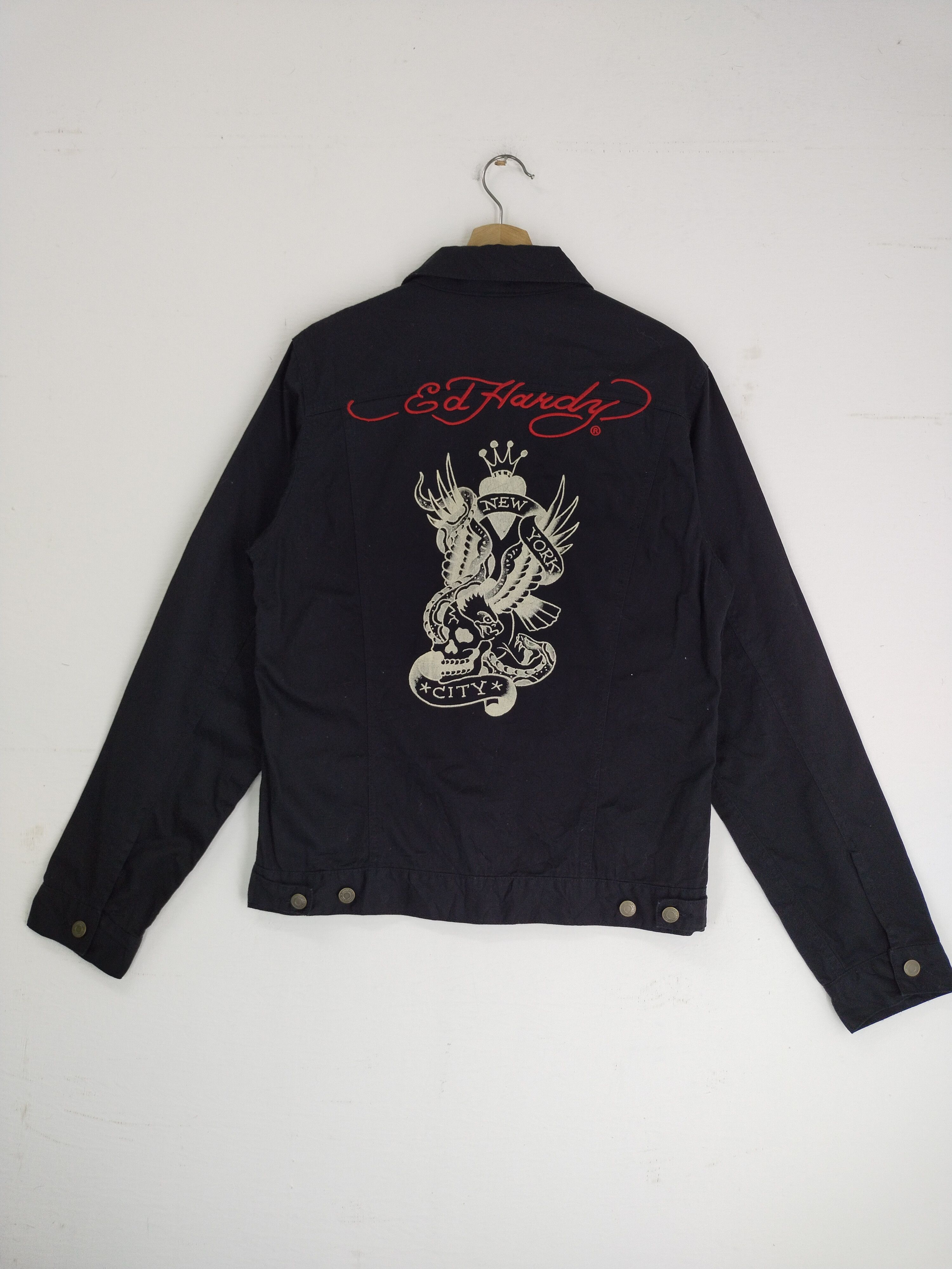 Christian Audigier Vintage Ed Hardy Design Embroidery Black Jacket Size US M / EU 48-50 / 2 - 1 Thumbnail