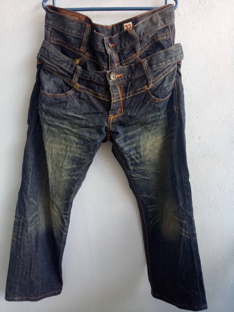 image of Japanes Brand X Rush Hour Double Waist in Bleu, Men's (Size 32)