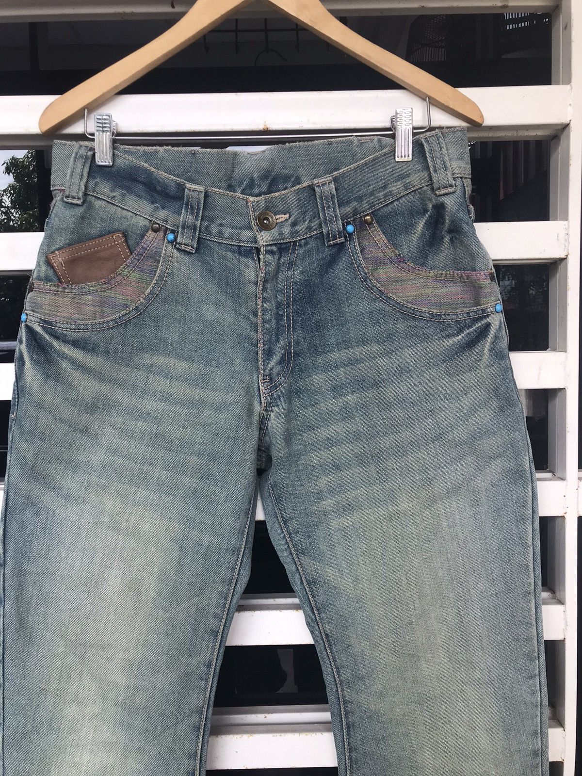 Designer × Japanese Brand Gumu International Curve Multicolor Denim Size 34x32 Size US 32 / EU 48 - 4 Thumbnail
