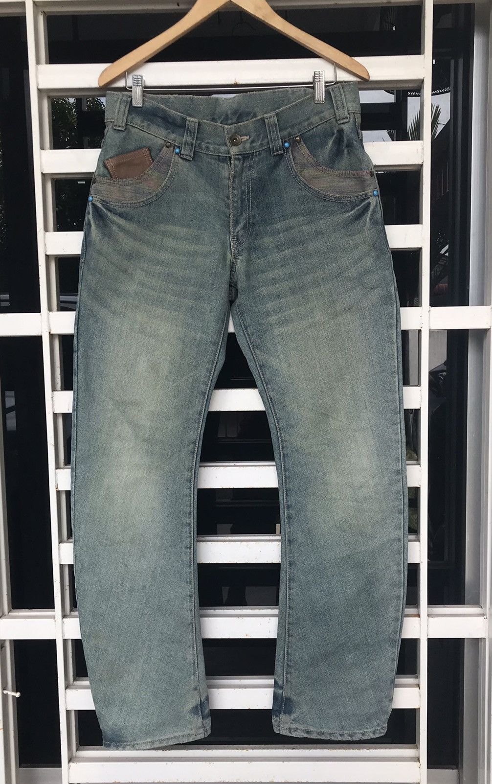 Designer × Japanese Brand Gumu International Curve Multicolor Denim Size 34x32 Size US 32 / EU 48 - 1 Thumbnail