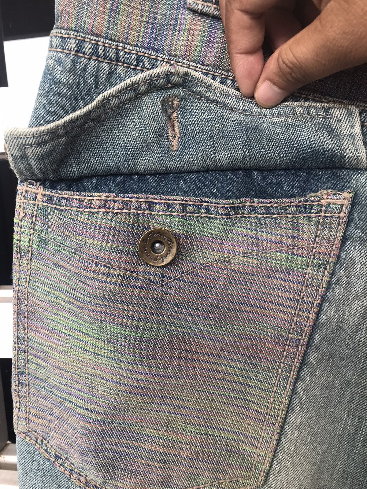 Designer × Japanese Brand Gumu International Curve Multicolor Denim Size 34x32 Size US 32 / EU 48 - 7 Thumbnail