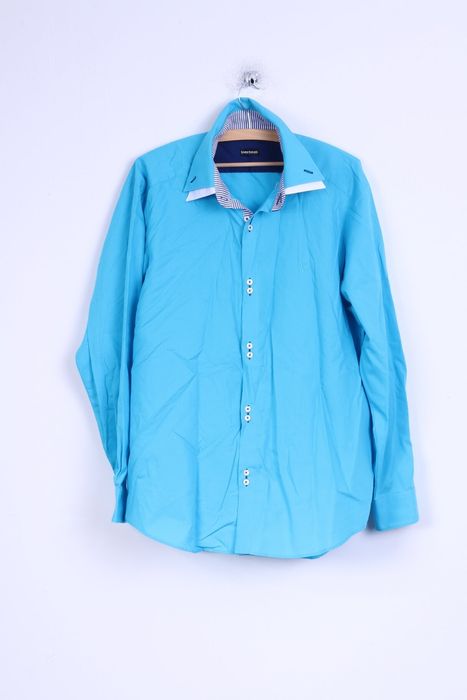 Other Bruno Banani Mens 43/44 L/XL Casual Shirt Blue Cotton Long Sleeve  2610 | Grailed