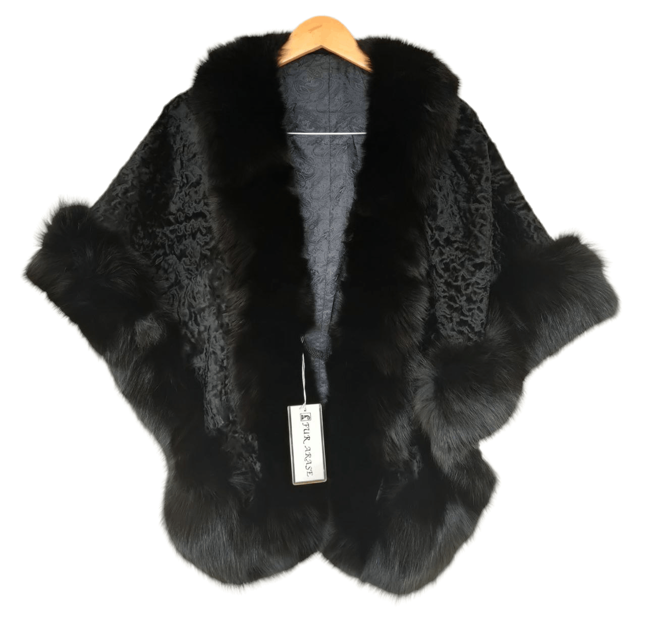 image of Archival Clothing x Avant Garde Very Vintage Suzuko Fur Arase Amebro Cape in Black, Women's