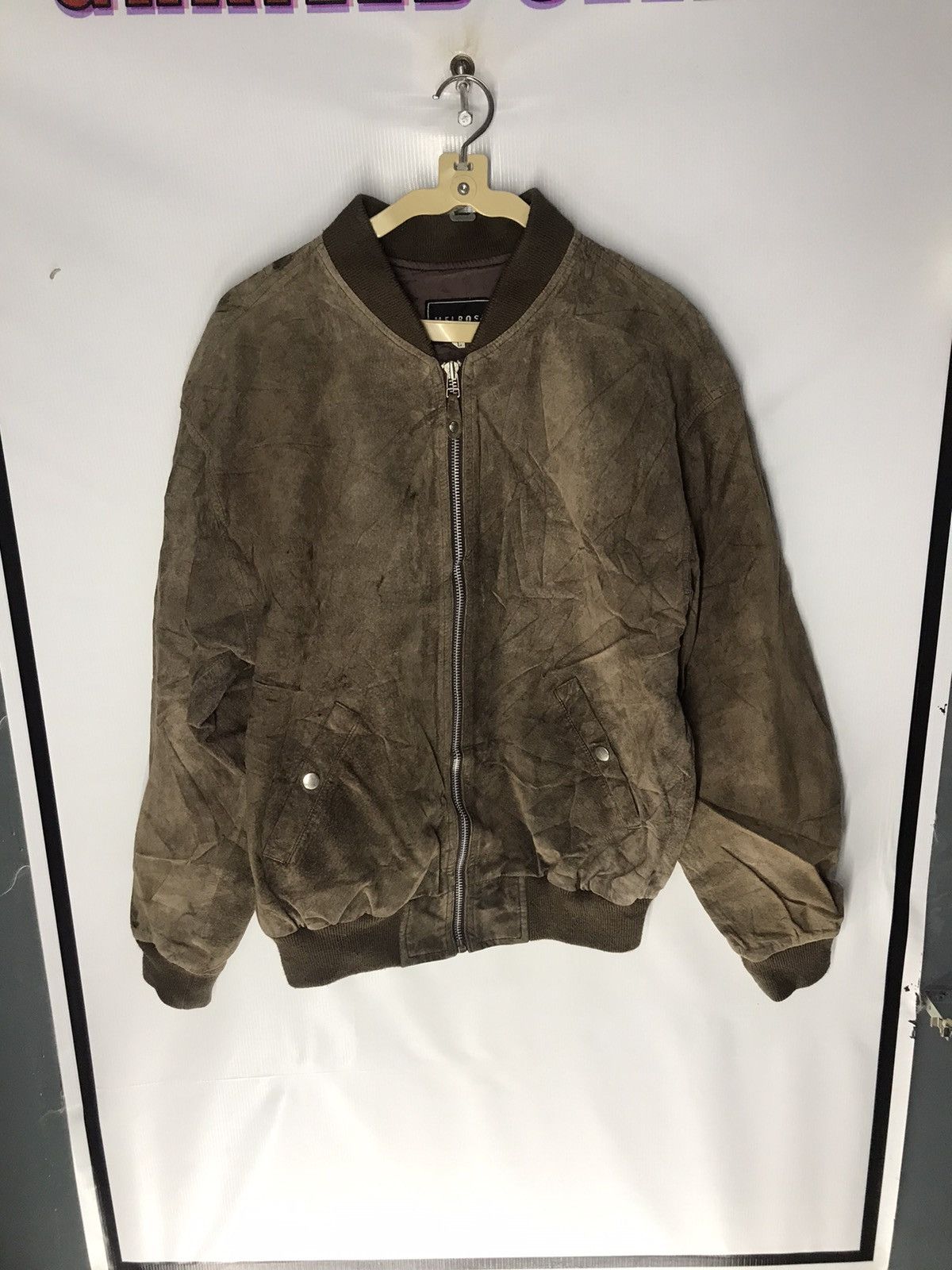 Melrose × Vintage Melrose back embroidered leather zipper jacket Size US L / EU 52-54 / 3 - 7 Thumbnail