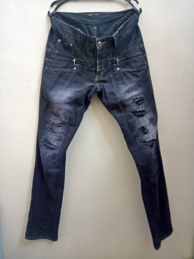 image of Ppfm Super Punk Design Denim Pants / Bondage Pants in Black, Men's (Size 31)