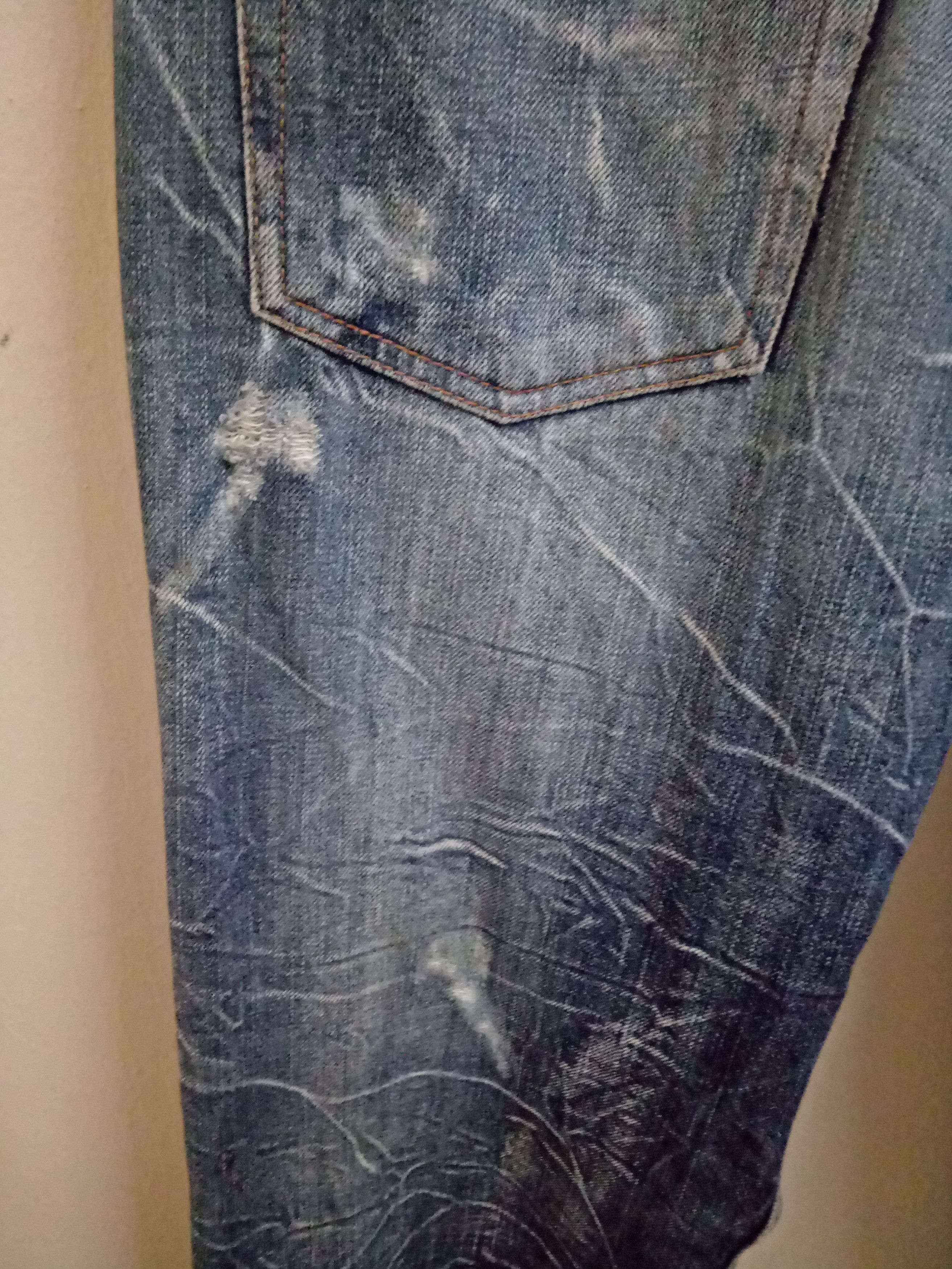 Designer × Japanese Brand Nylaus Jeans Double Waist Lightning Distressed Size US 34 / EU 50 - 4 Thumbnail