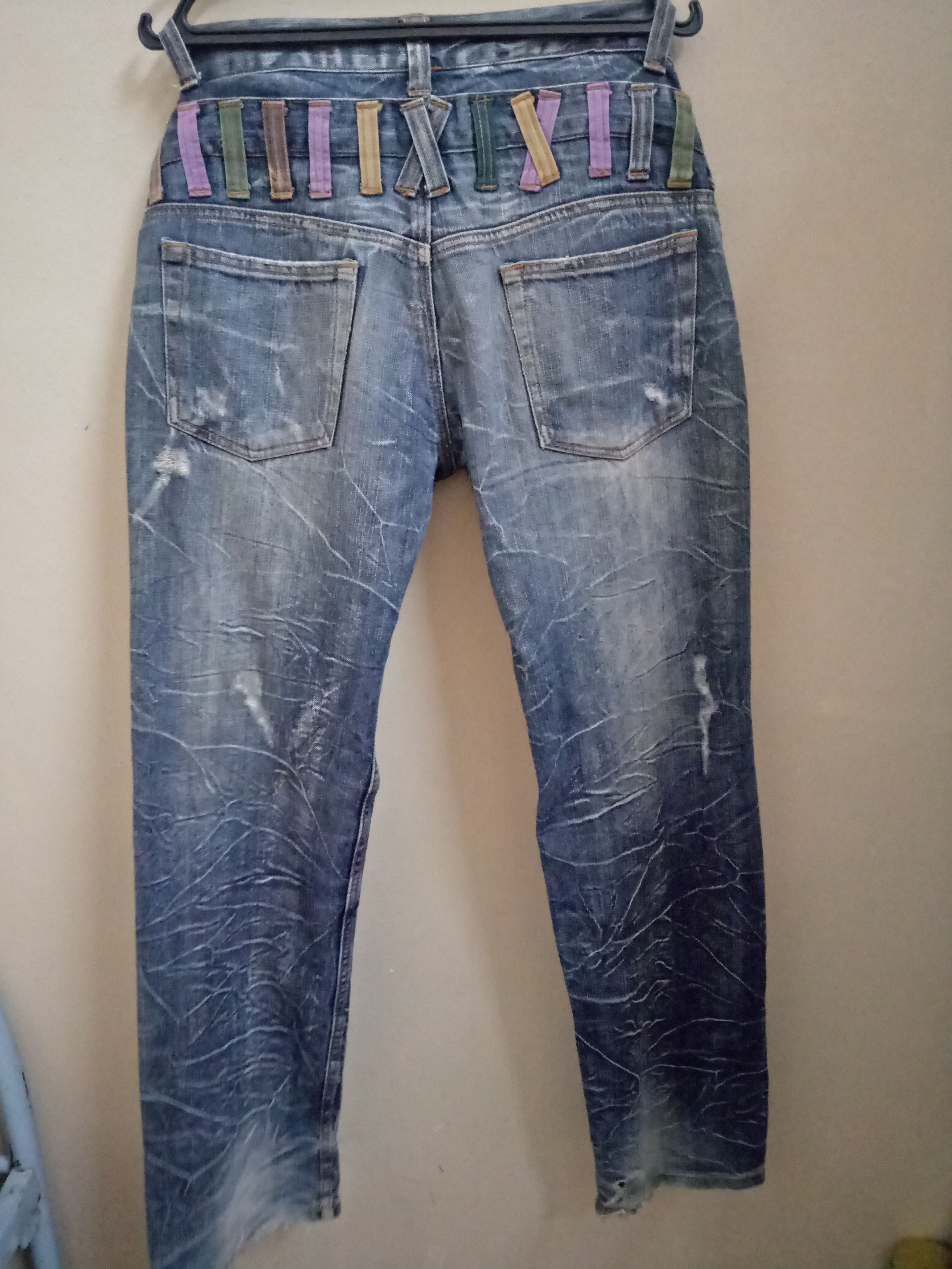 Designer × Japanese Brand Nylaus Jeans Double Waist Lightning Distressed Size US 34 / EU 50 - 2 Thumbnail