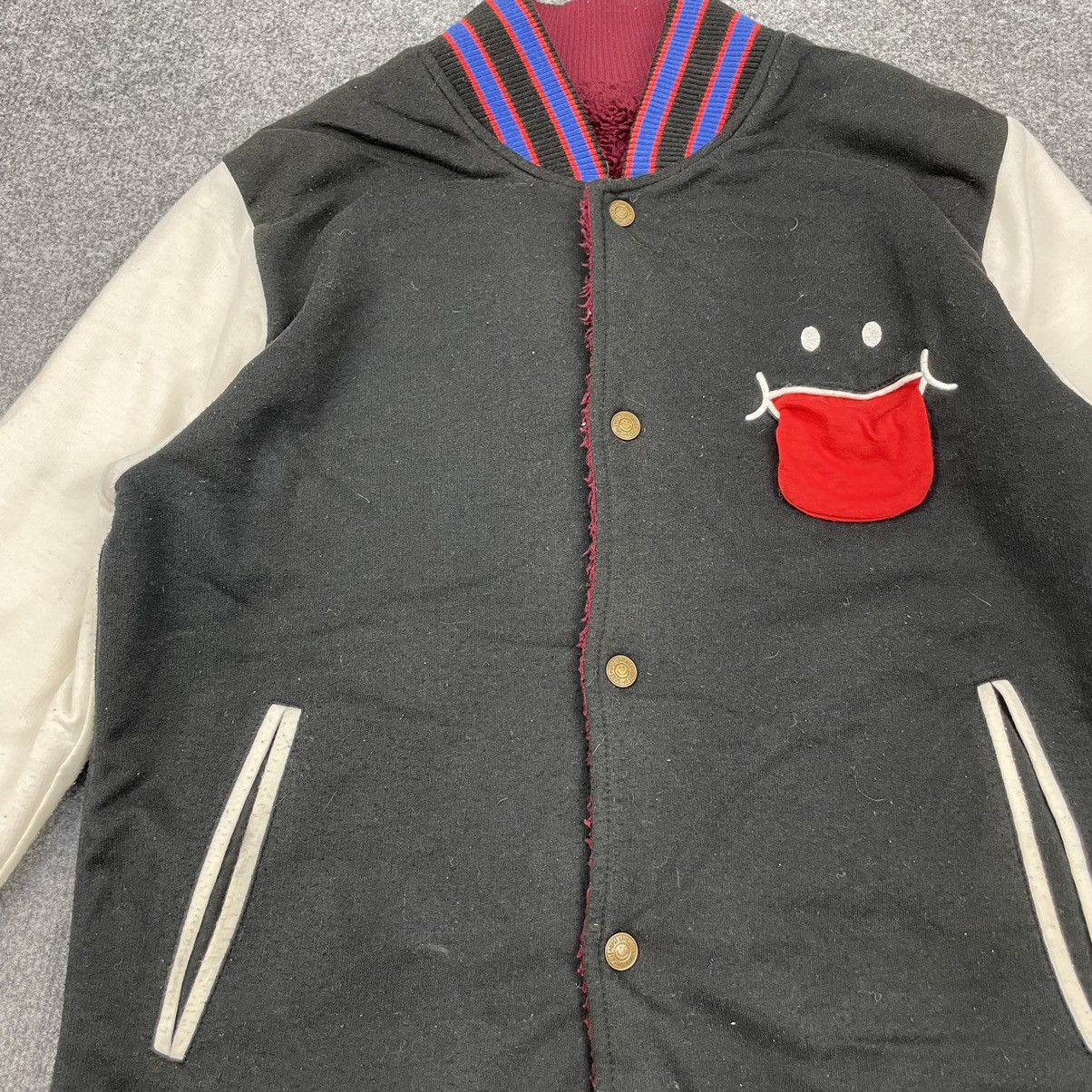 Japanese Brand × Vintage Up Smile Fleece Sherpa Reversible Varsity Jacket Size US M / EU 48-50 / 2 - 3 Thumbnail