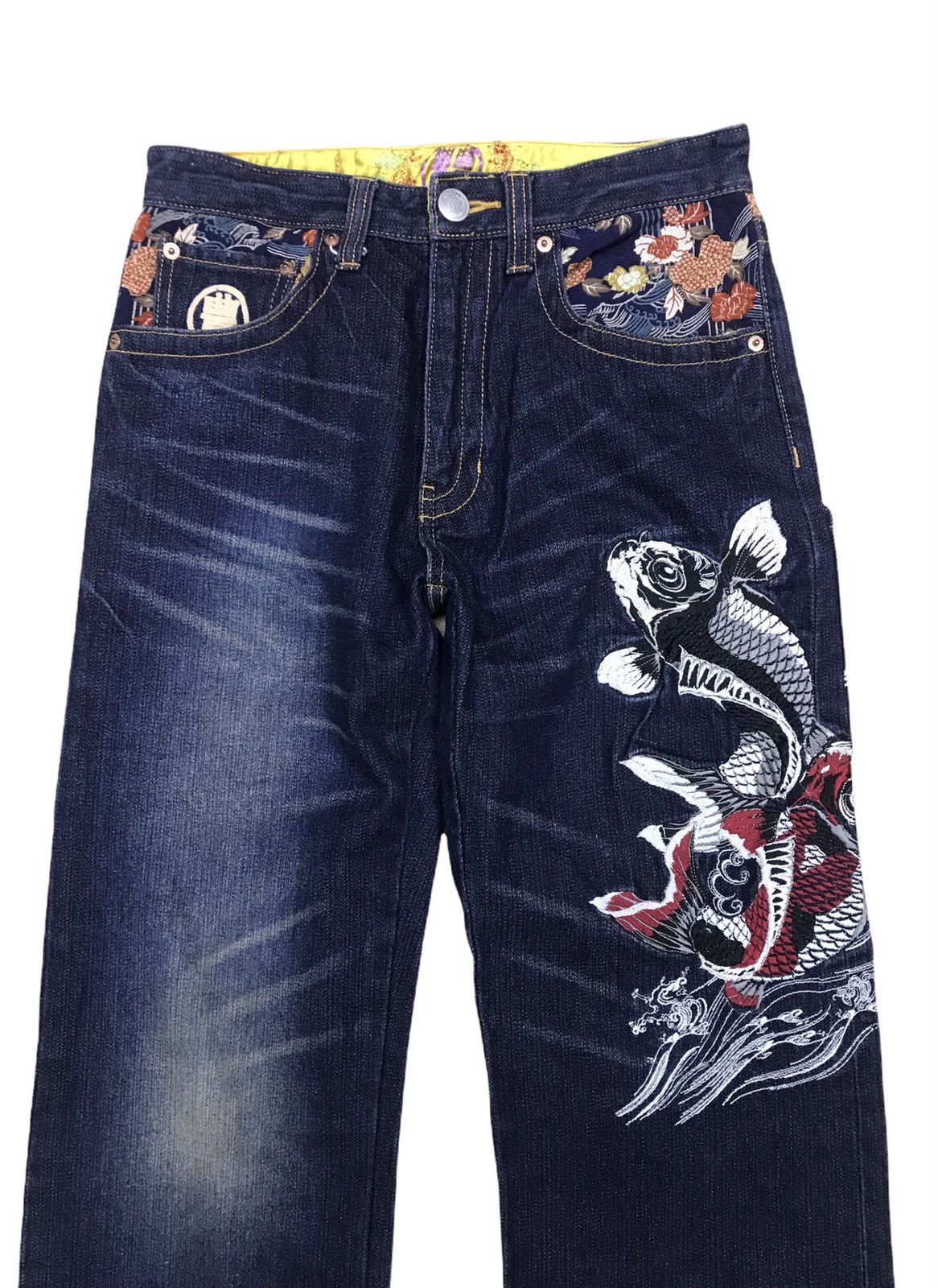 Japanese Brand Koi Fish Multi Pocket Denim Size 29x32 Size US 29 - 5 Thumbnail