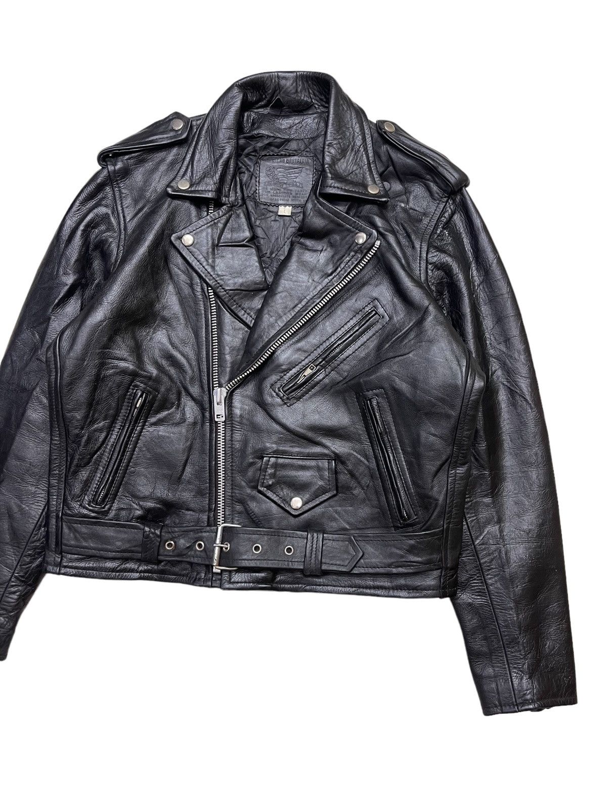 Vintage America Nostalgia Double Collar Motorcycle Leather Jacket Size US L / EU 52-54 / 3 - 4 Thumbnail