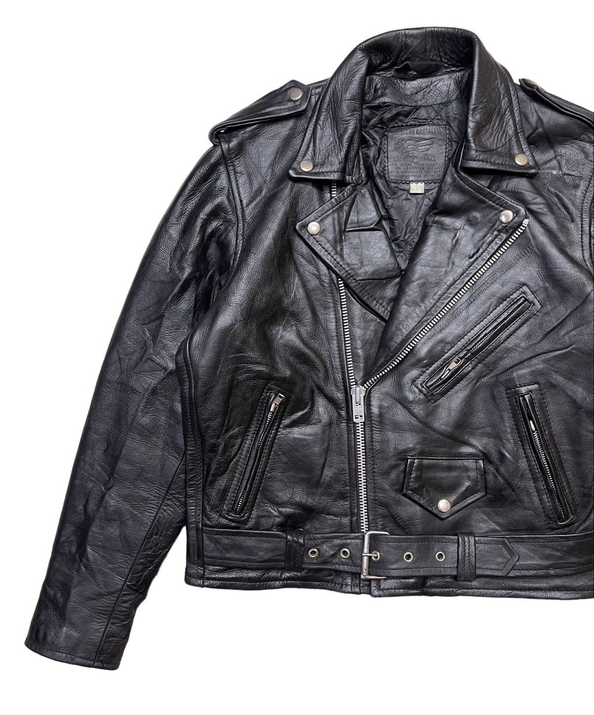 Vintage America Nostalgia Double Collar Motorcycle Leather Jacket Size US L / EU 52-54 / 3 - 3 Thumbnail