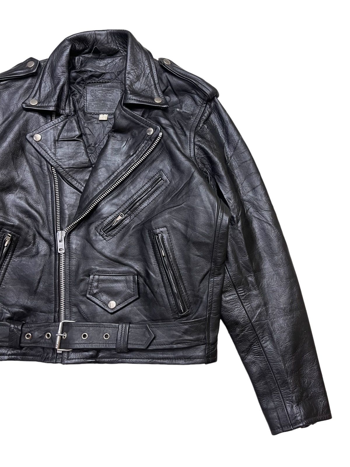 Vintage America Nostalgia Double Collar Motorcycle Leather Jacket Size US L / EU 52-54 / 3 - 5 Thumbnail